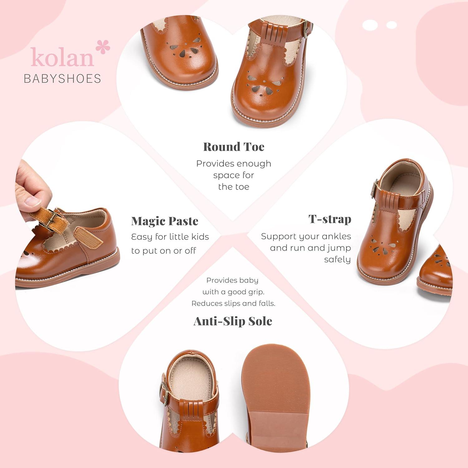 imageKolan Todder Little Girls Oxford Shoes Mary Jane TStrap School Uniform Party Dress Flat ShoesKe10brown