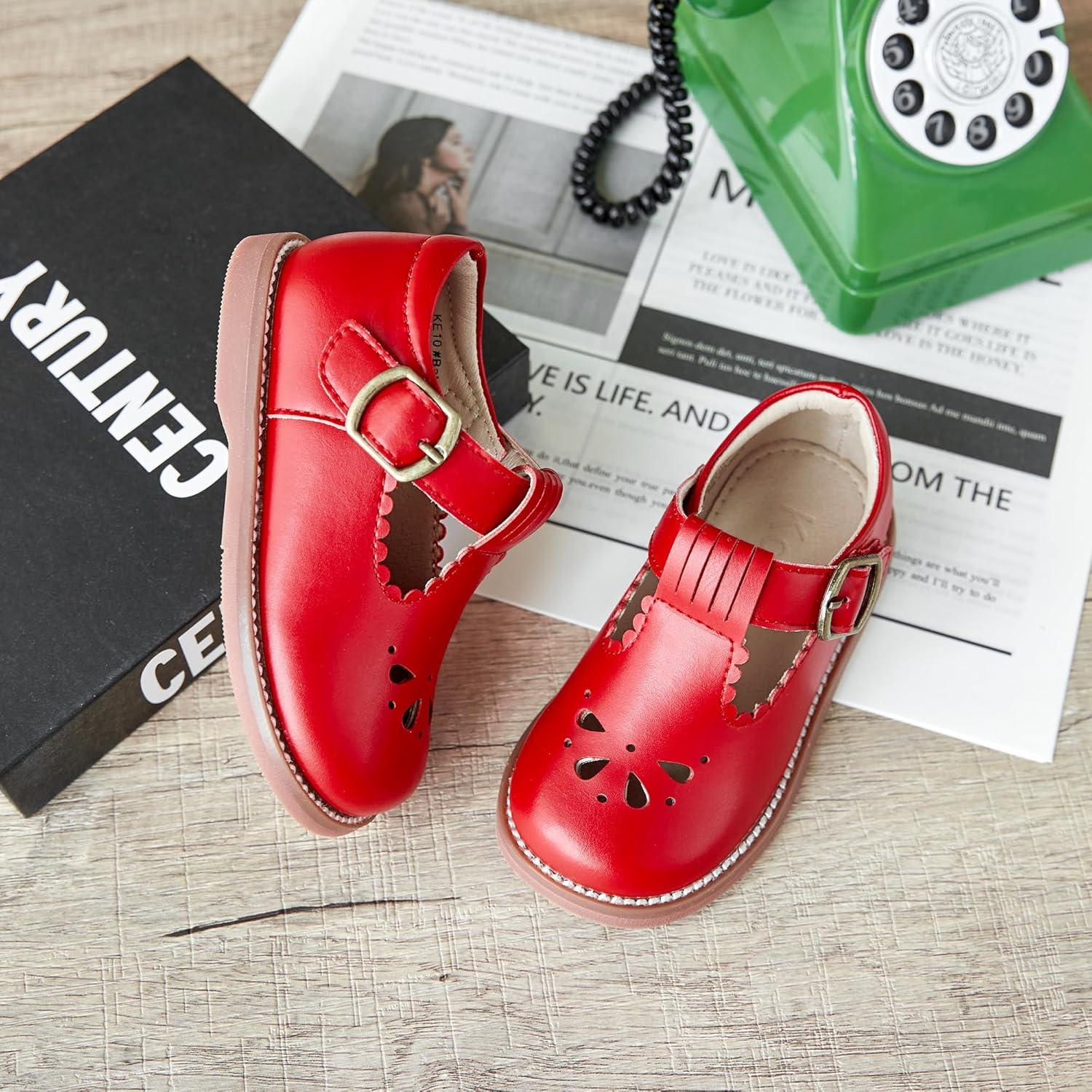 imageKolan Todder Little Girls Oxford Shoes Mary Jane TStrap School Uniform Party Dress Flat ShoesKe10red