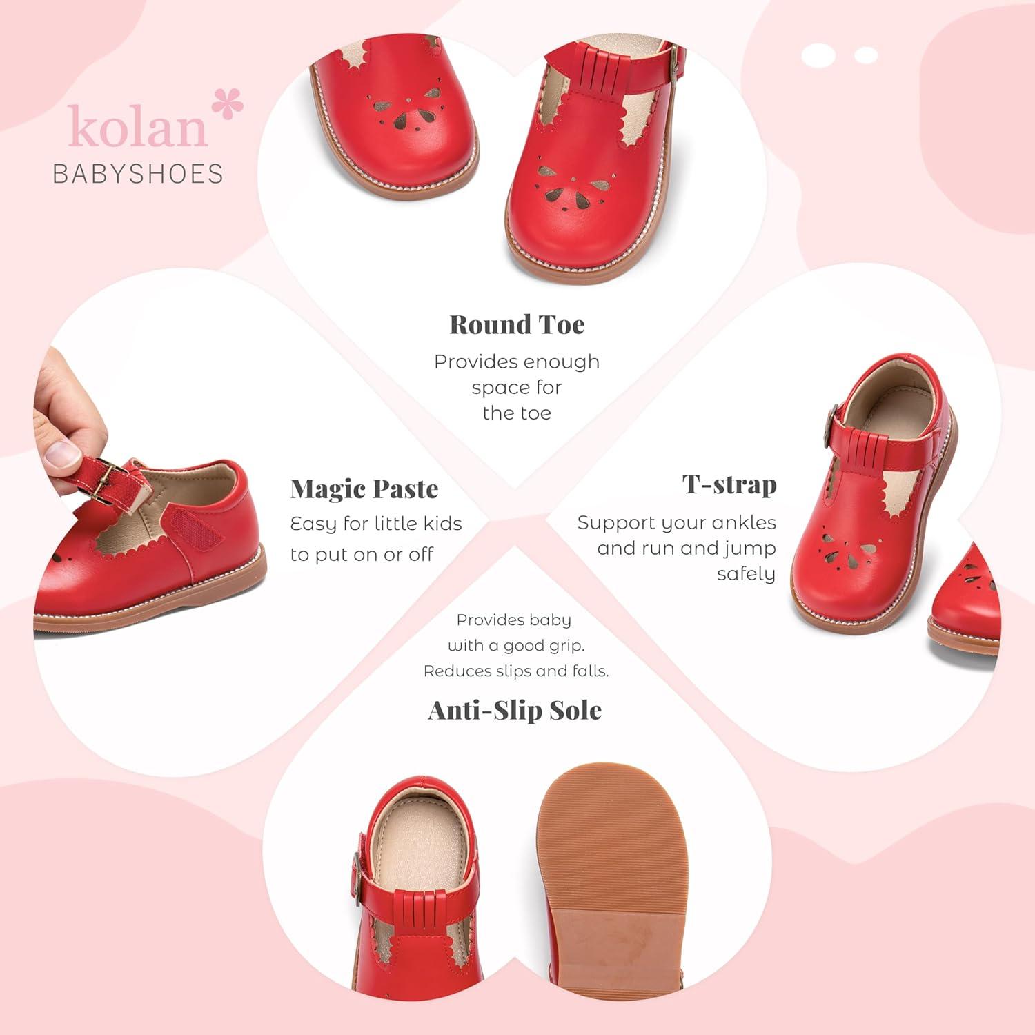 imageKolan Todder Little Girls Oxford Shoes Mary Jane TStrap School Uniform Party Dress Flat ShoesKe10red