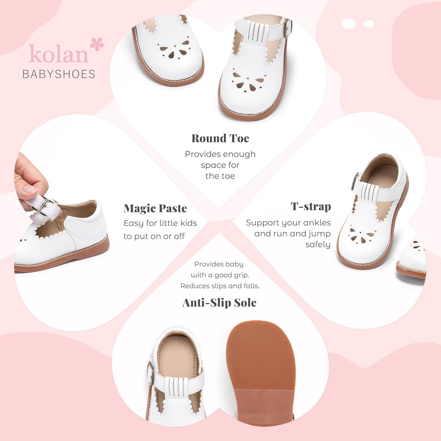 imageKolan Todder Little Girls Oxford Shoes Mary Jane TStrap School Uniform Party Dress Flat ShoesKe10white