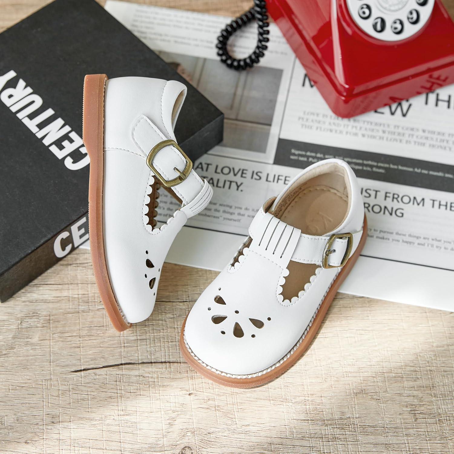 imageKolan Todder Little Girls Oxford Shoes Mary Jane TStrap School Uniform Party Dress Flat ShoesKe10white