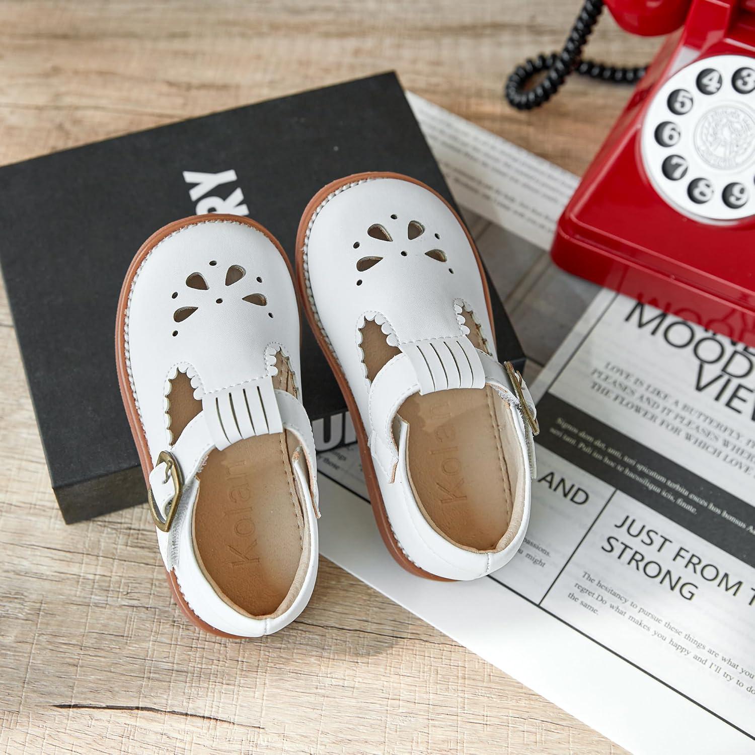 imageKolan Todder Little Girls Oxford Shoes Mary Jane TStrap School Uniform Party Dress Flat ShoesKe10white