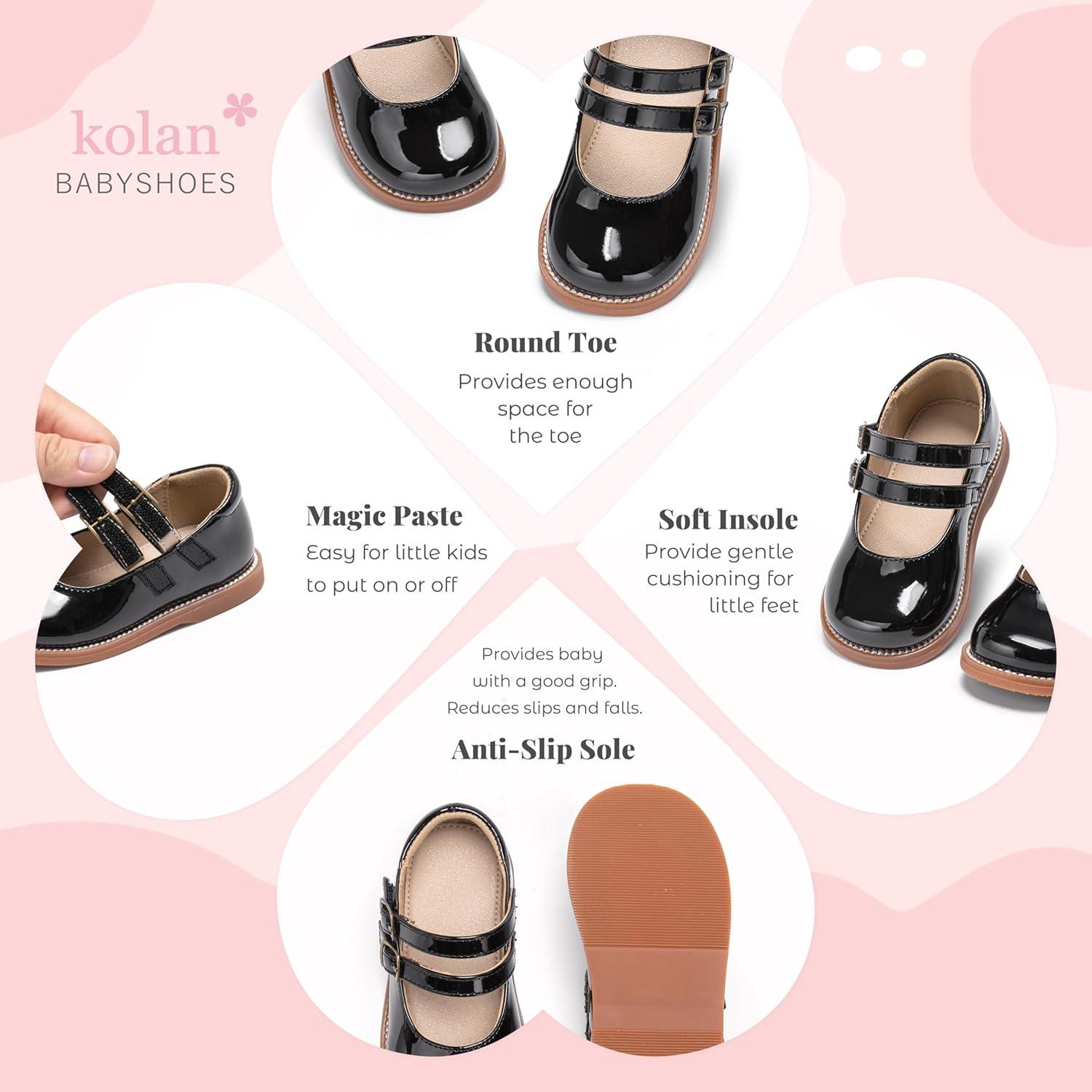 imageKolan Todder Little Girls Oxford Shoes Mary Jane TStrap School Uniform Party Dress Flat ShoesKe11black