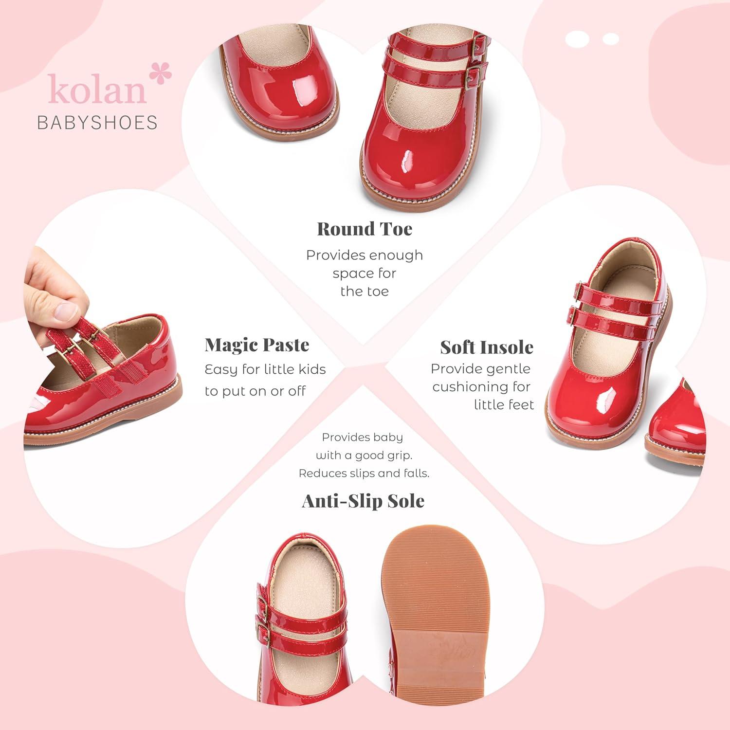 imageKolan Todder Little Girls Oxford Shoes Mary Jane TStrap School Uniform Party Dress Flat ShoesKe11red
