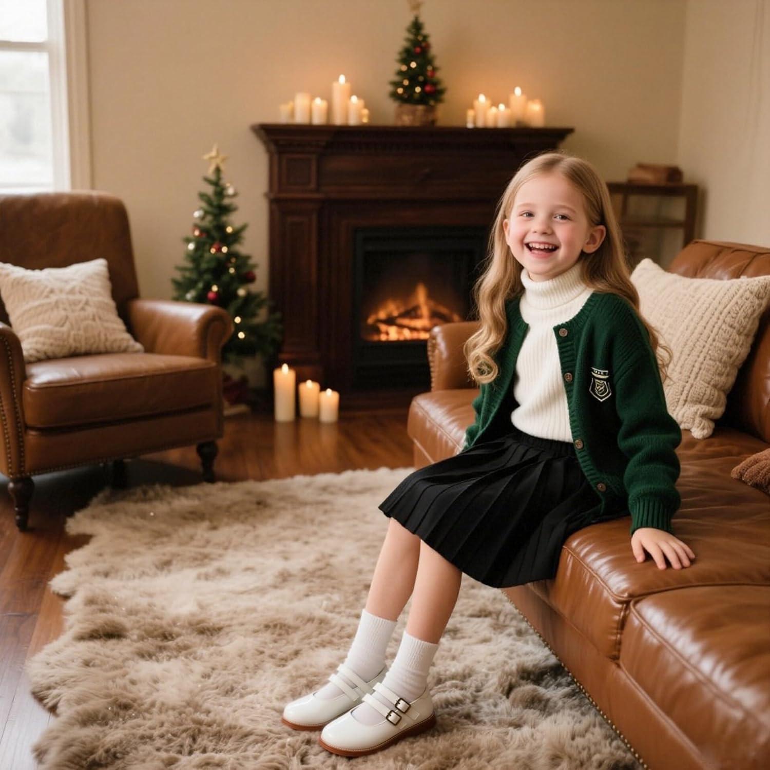 imageKolan Todder Little Girls Oxford Shoes Mary Jane TStrap School Uniform Party Dress Flat ShoesKe11white