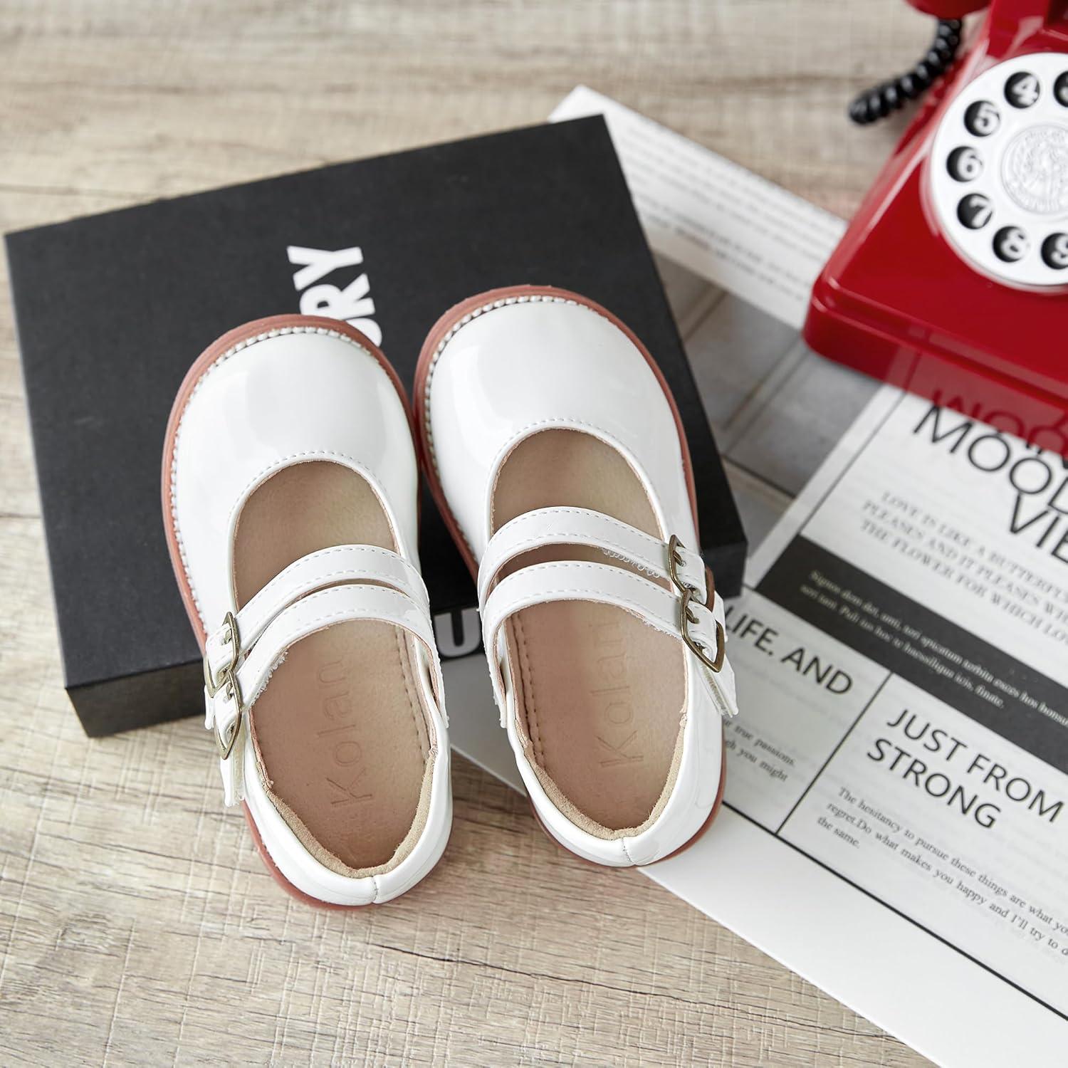 imageKolan Todder Little Girls Oxford Shoes Mary Jane TStrap School Uniform Party Dress Flat ShoesKe11white