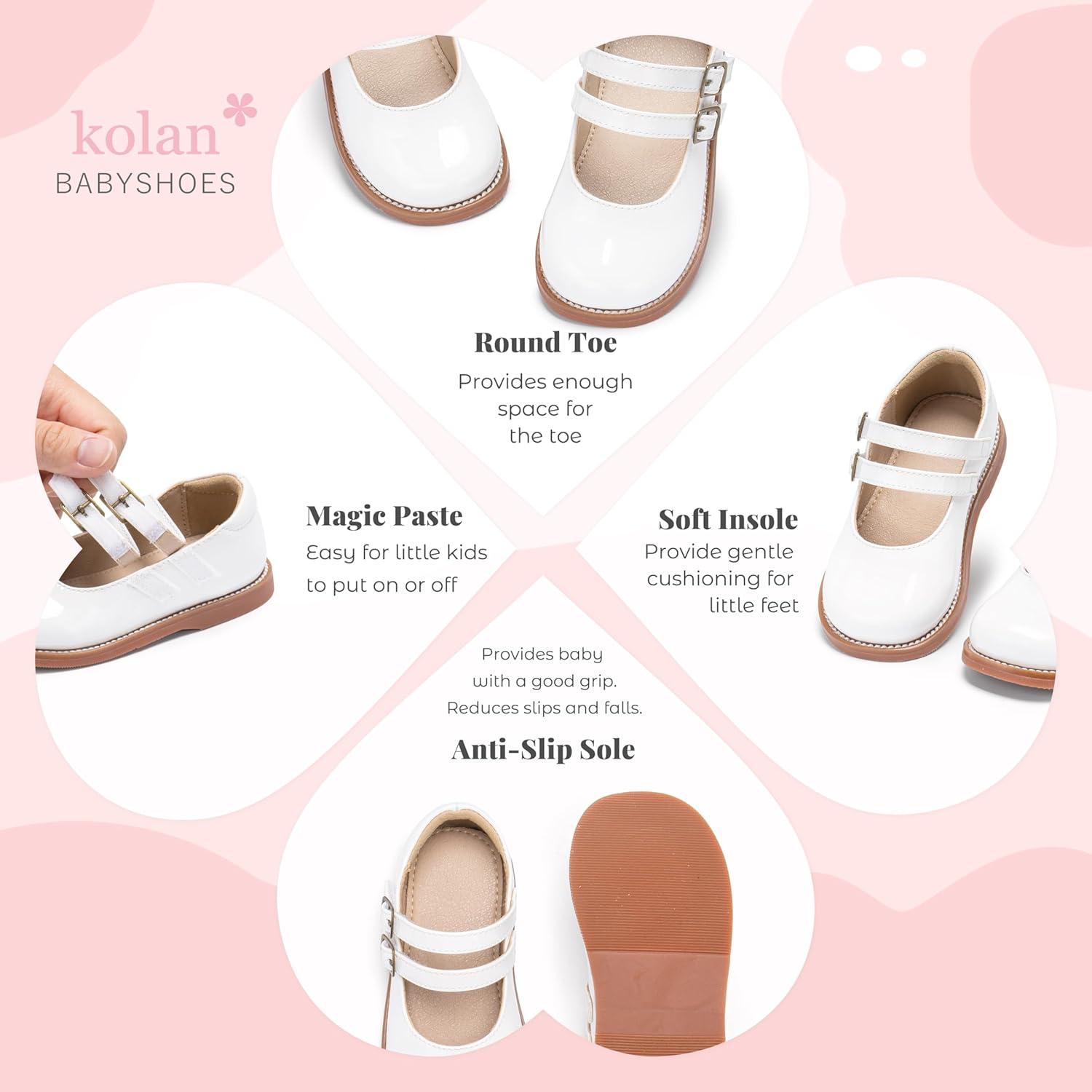 imageKolan Todder Little Girls Oxford Shoes Mary Jane TStrap School Uniform Party Dress Flat ShoesKe11white