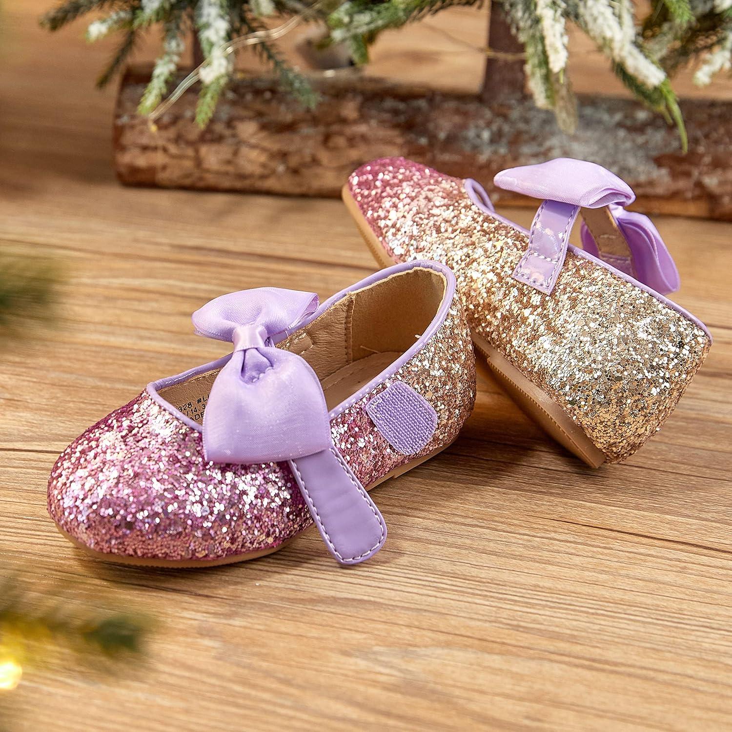 imageKolan Toddler Little Girls Mary Jane Ballet Flat Dress ShoesK328purple