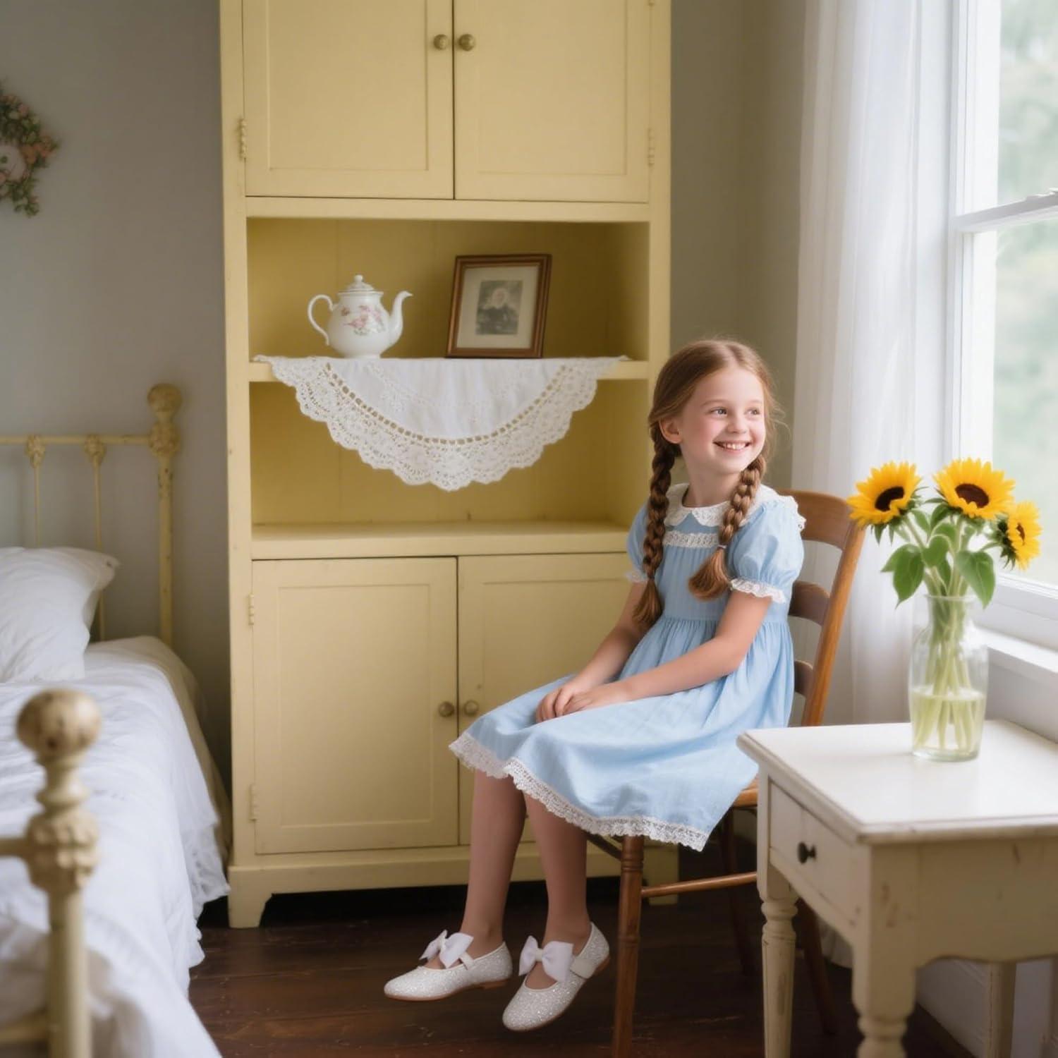 imageKolan Toddler Little Girls Mary Jane Ballet Flat Dress ShoesK328white