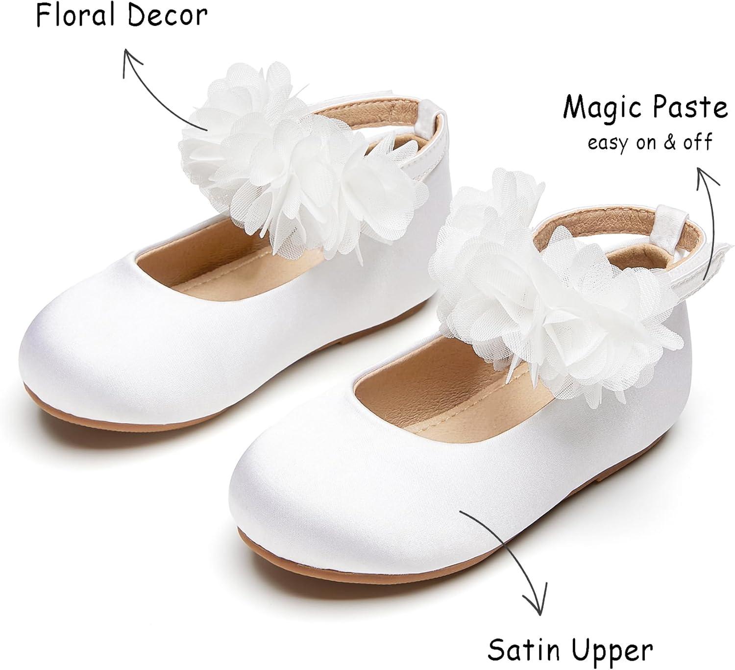 imageKolan Toddler Little Girls Mary Jane Ballet Flat Dress ShoesKf08 White