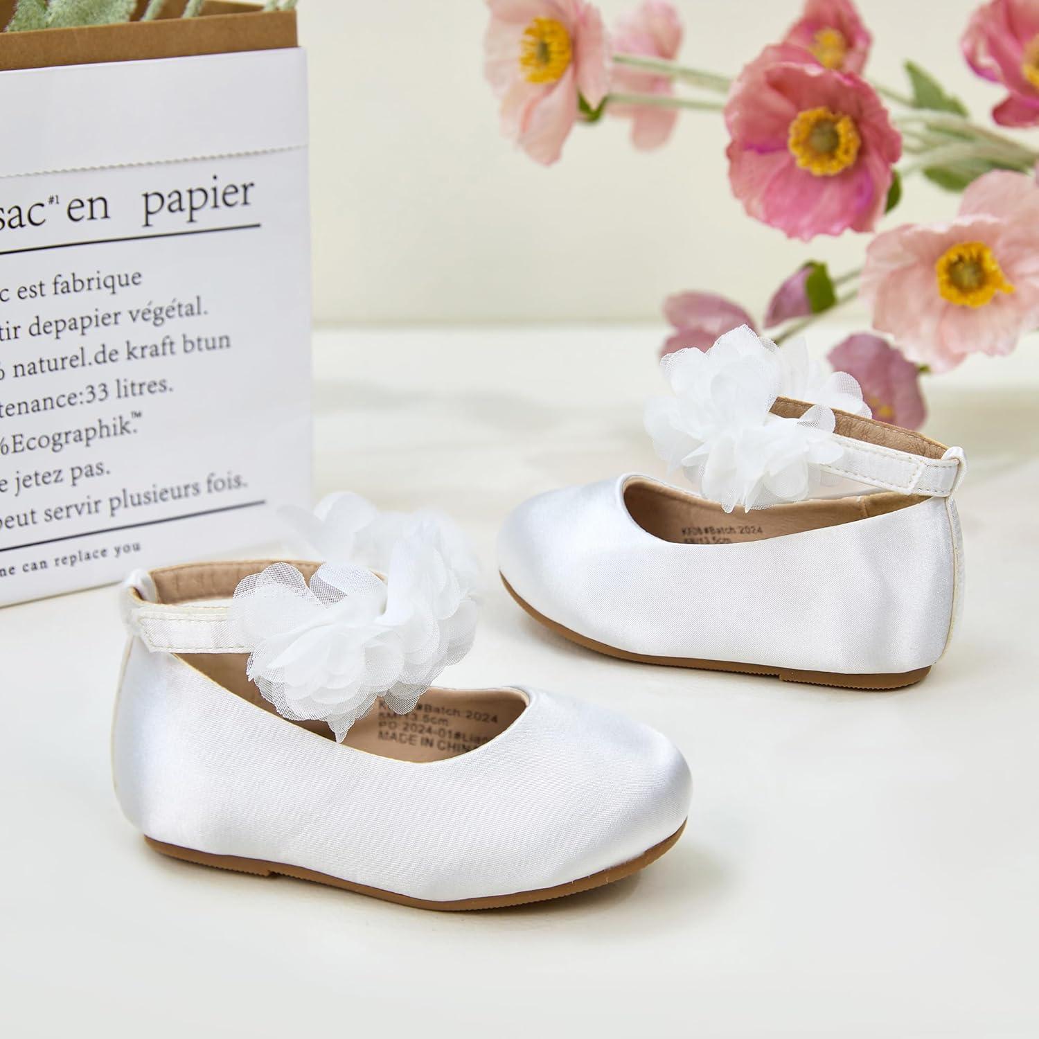 imageKolan Toddler Little Girls Mary Jane Ballet Flat Dress ShoesKf08 White