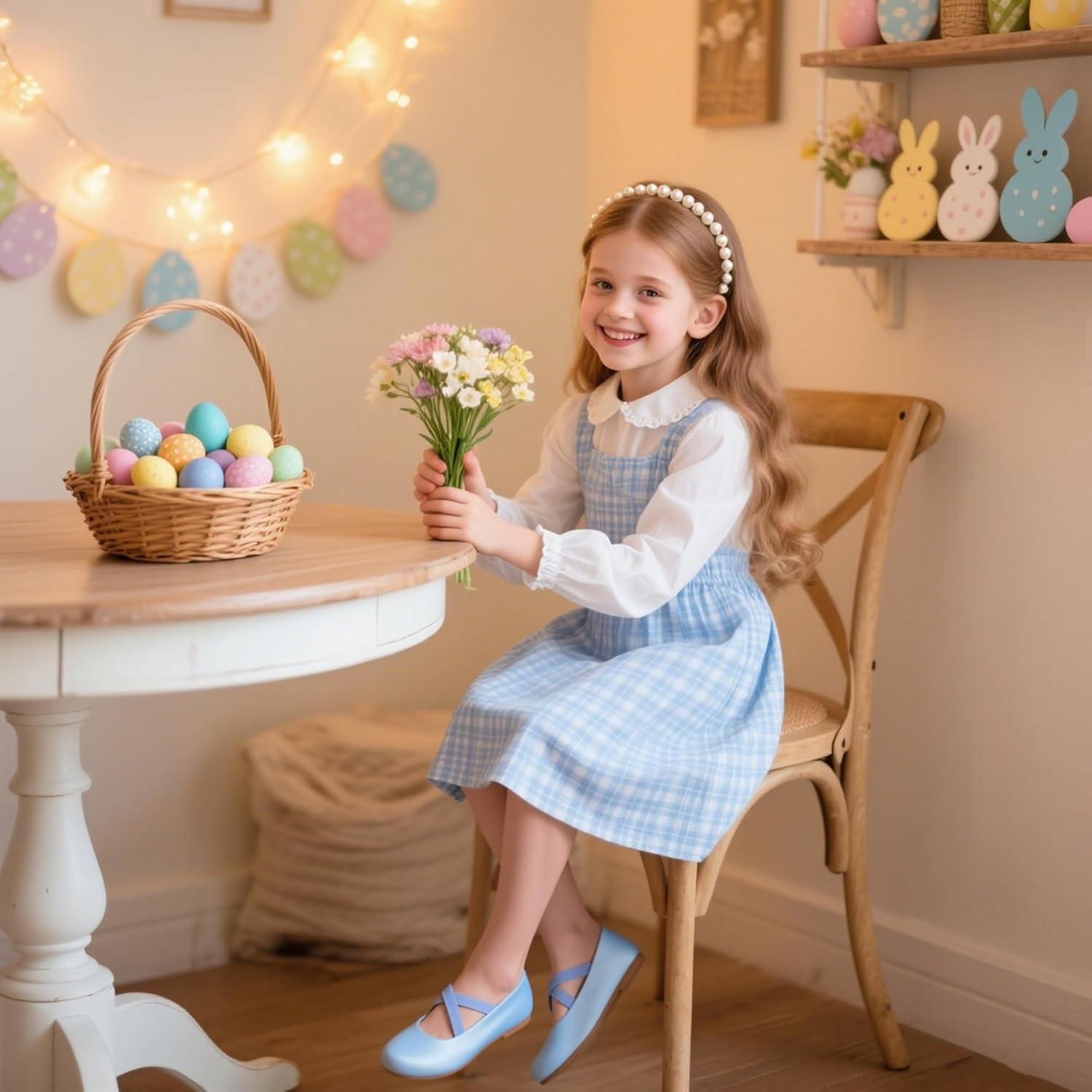 imageKolan Toddler Little Girls Mary Jane Ballet Flat Dress ShoesKf09blue