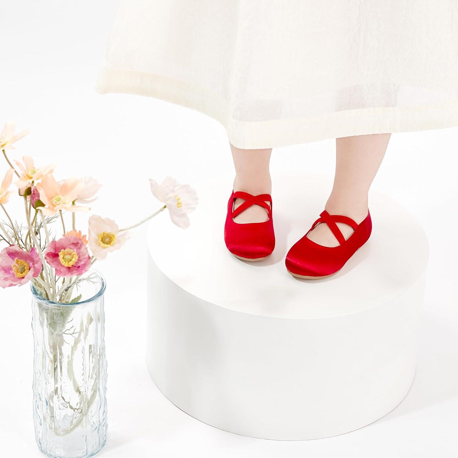 imageKolan Toddler Little Girls Mary Jane Ballet Flat Dress ShoesKf09red