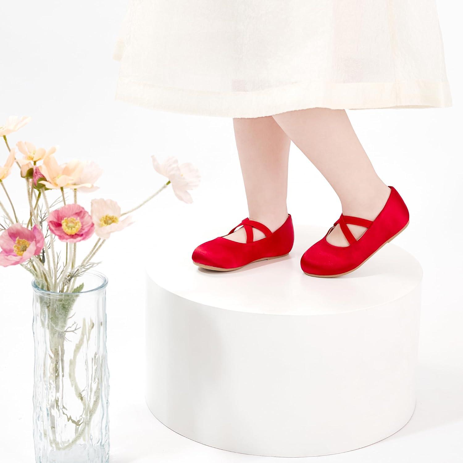 imageKolan Toddler Little Girls Mary Jane Ballet Flat Dress ShoesKf09red