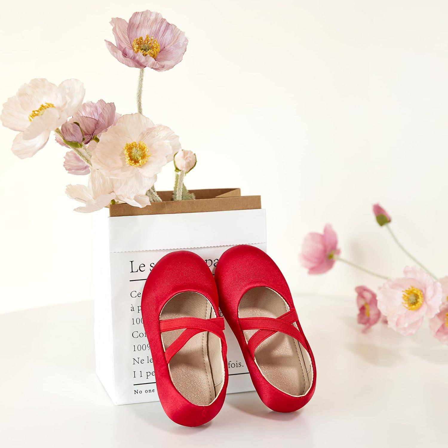 imageKolan Toddler Little Girls Mary Jane Ballet Flat Dress ShoesKf09red