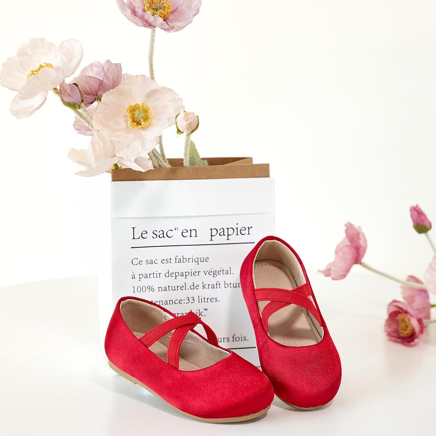 imageKolan Toddler Little Girls Mary Jane Ballet Flat Dress ShoesKf09red