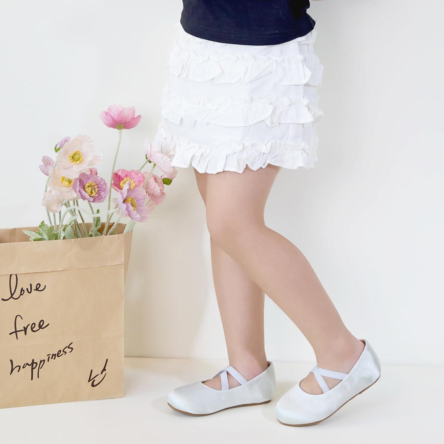 imageKolan Toddler Little Girls Mary Jane Ballet Flat Dress ShoesKf09white