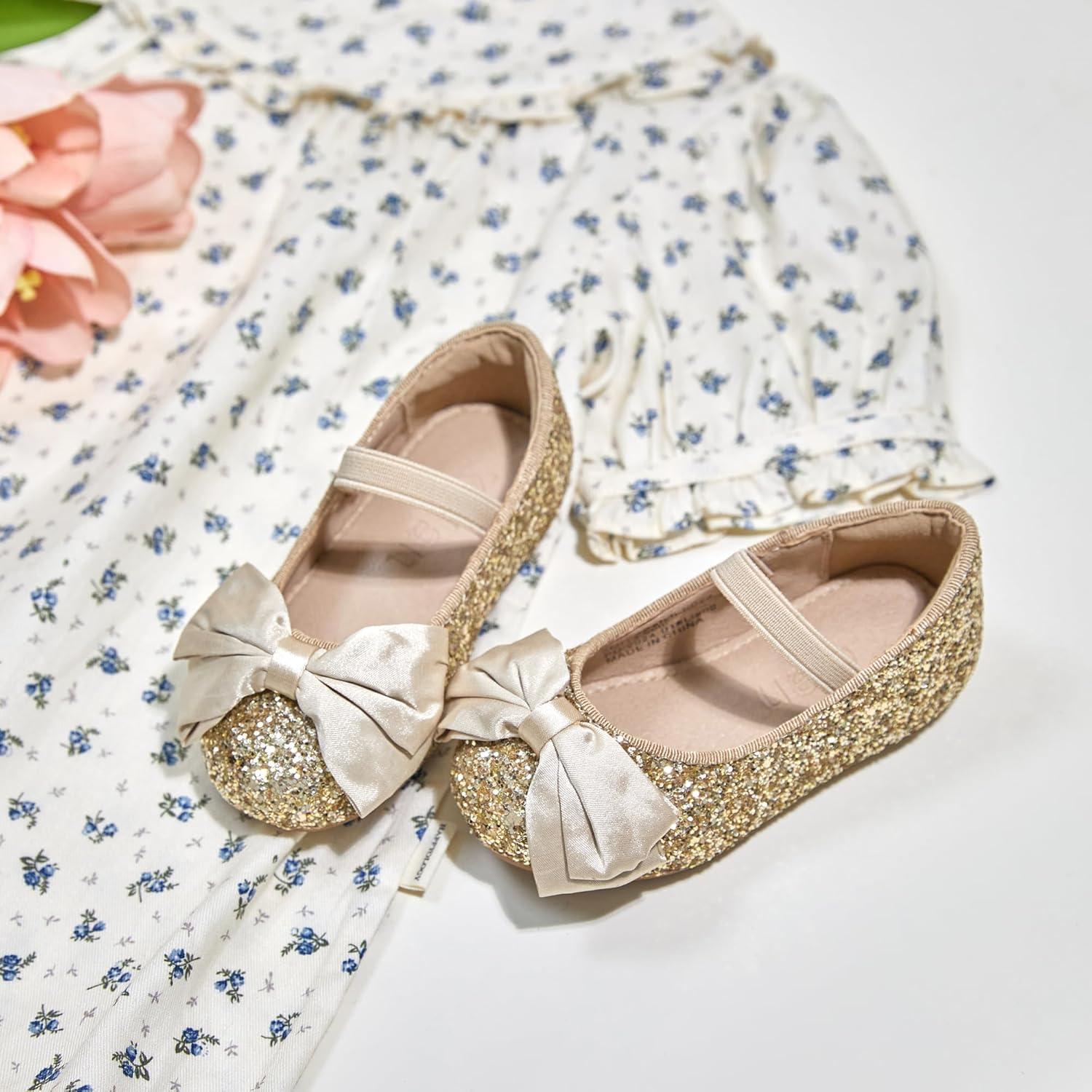 imageKolan Toddler Little Girls Mary Jane Ballet Flat Dress ShoesKf10gold