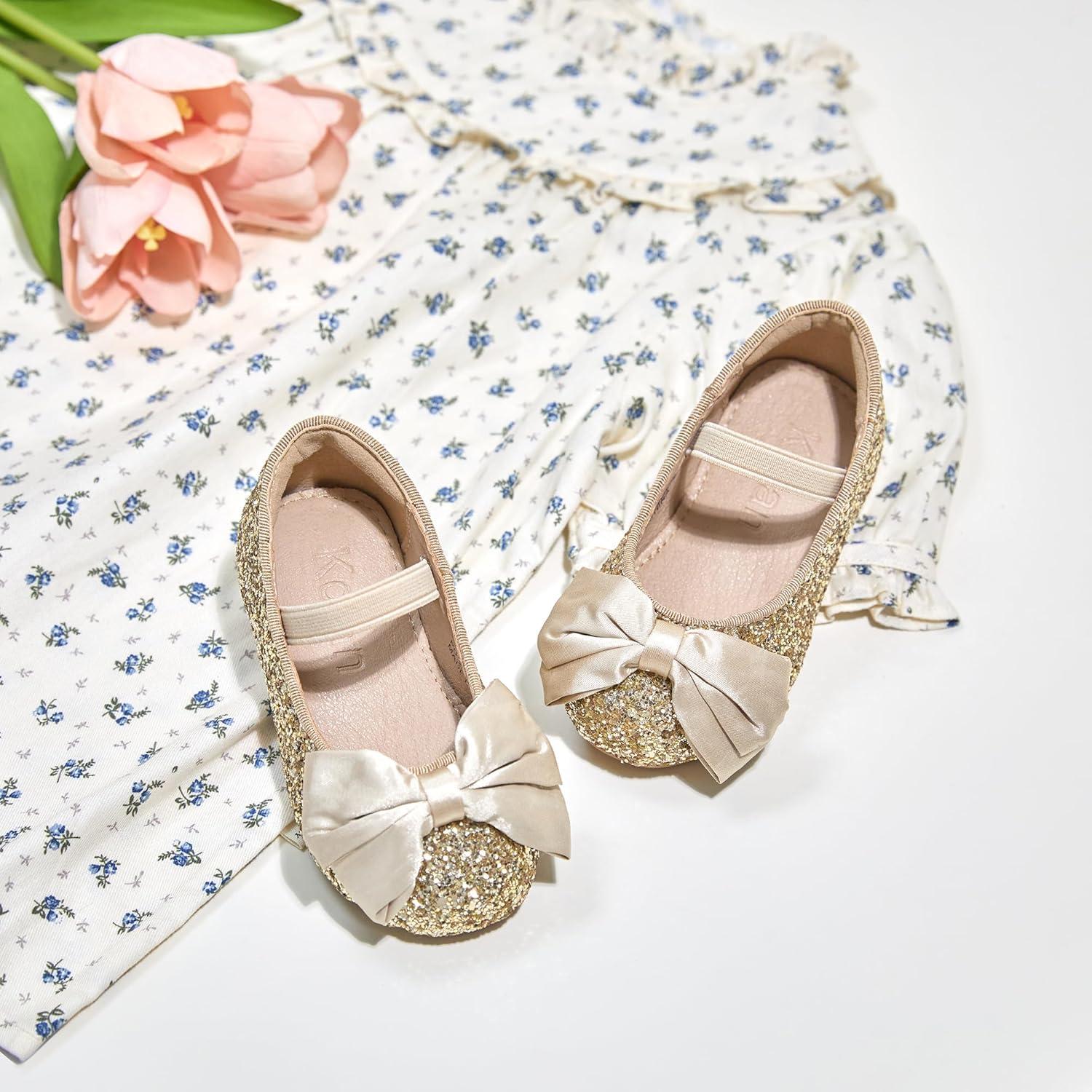 imageKolan Toddler Little Girls Mary Jane Ballet Flat Dress ShoesKf10gold