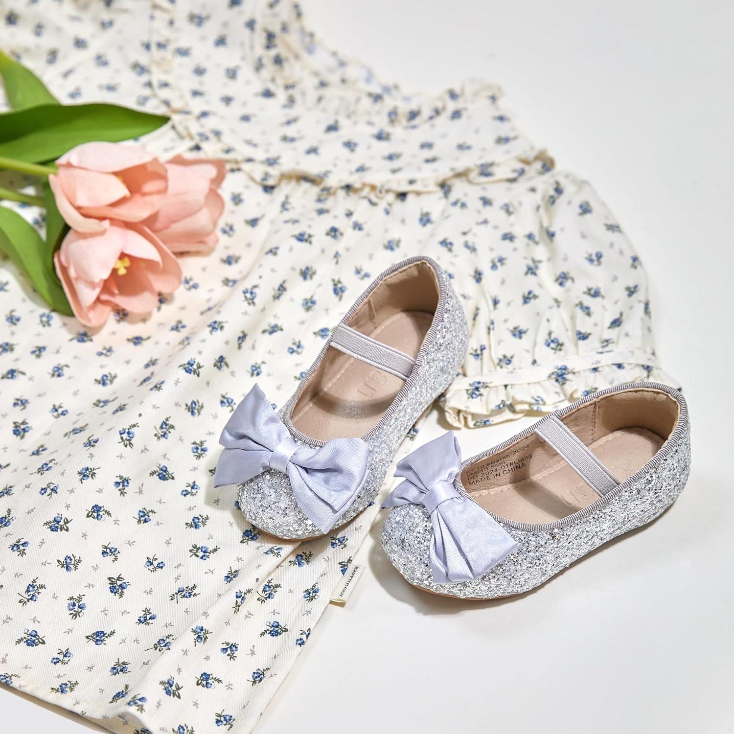 imageKolan Toddler Little Girls Mary Jane Ballet Flat Dress ShoesKf10silver