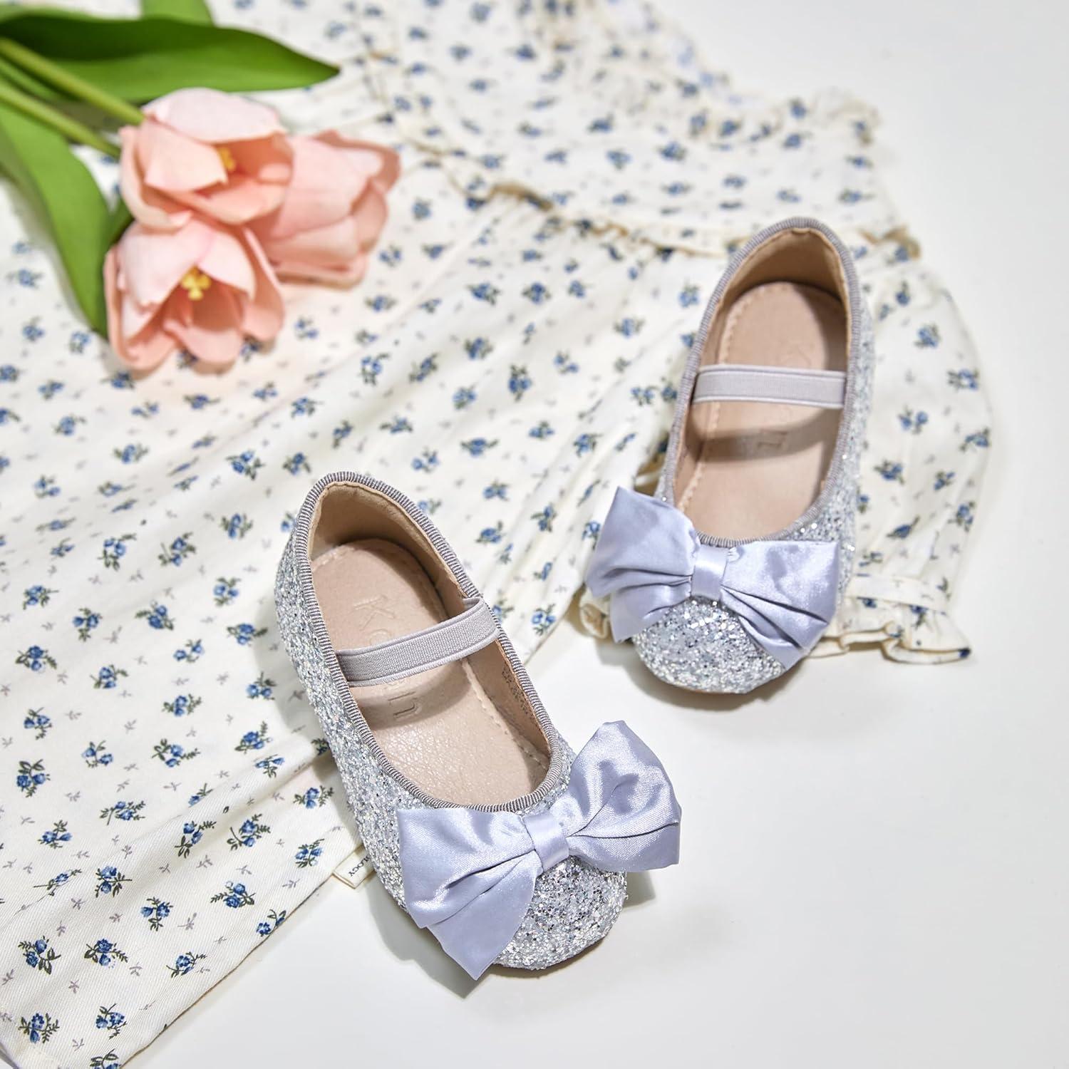 imageKolan Toddler Little Girls Mary Jane Ballet Flat Dress ShoesKf10silver