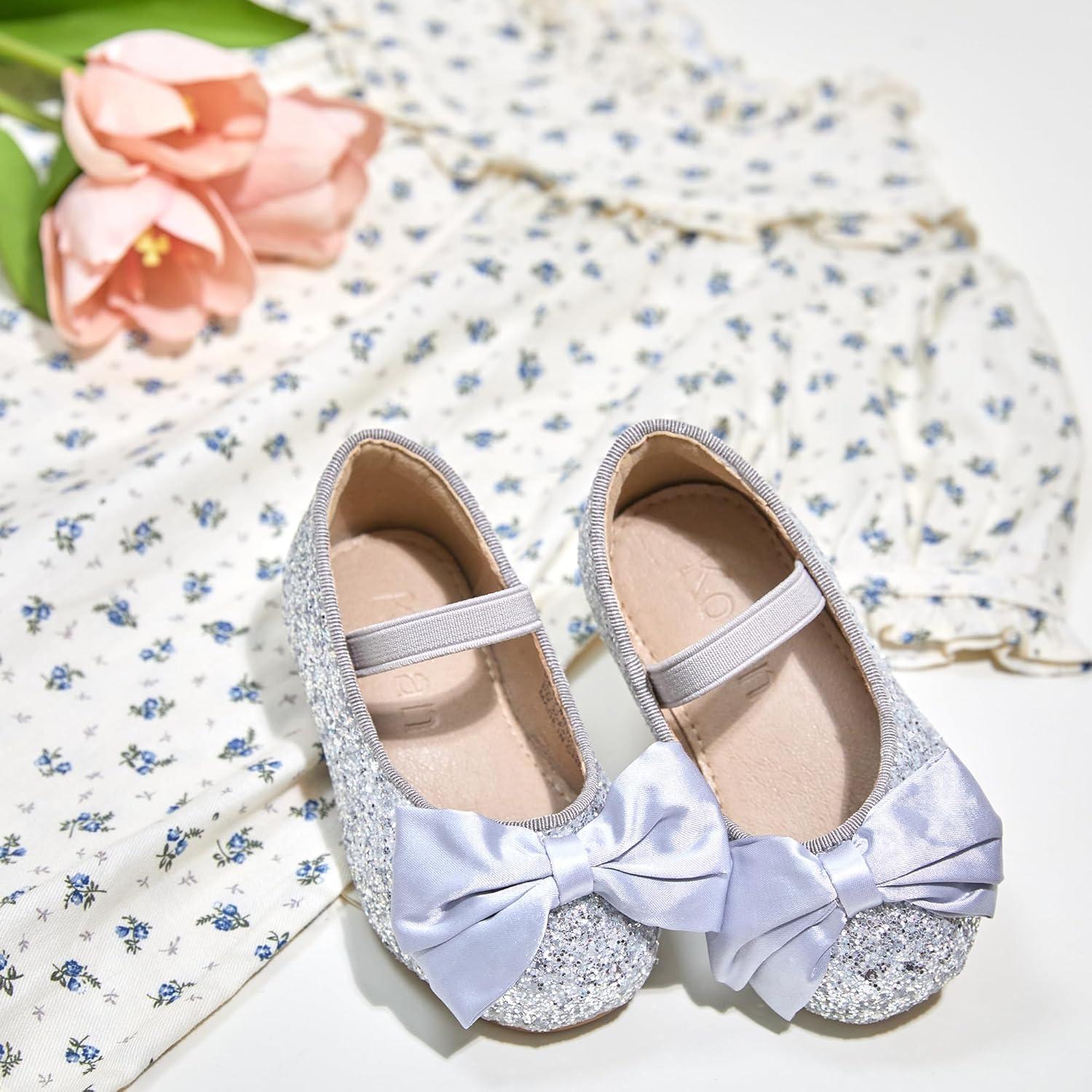 imageKolan Toddler Little Girls Mary Jane Ballet Flat Dress ShoesKf10silver