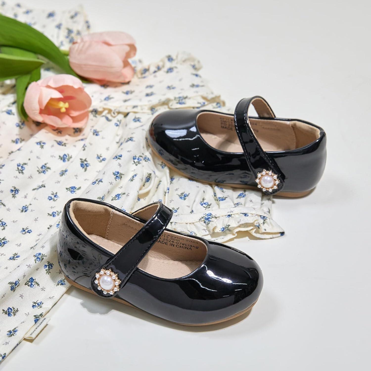 imageKolan Toddler Little Girls Mary Jane Ballet Flat Dress ShoesKf11black