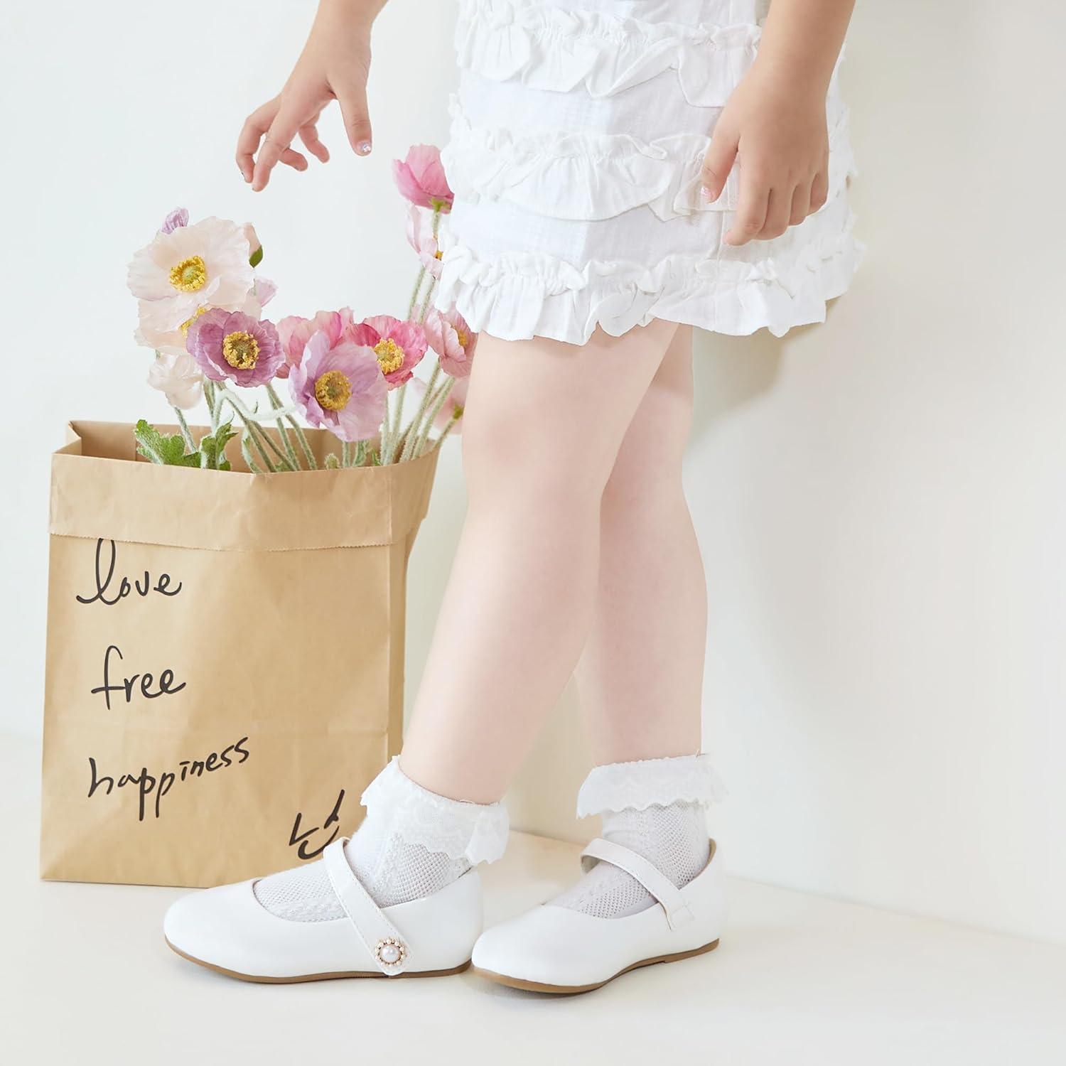 imageKolan Toddler Little Girls Mary Jane Ballet Flat Dress ShoesKf11white