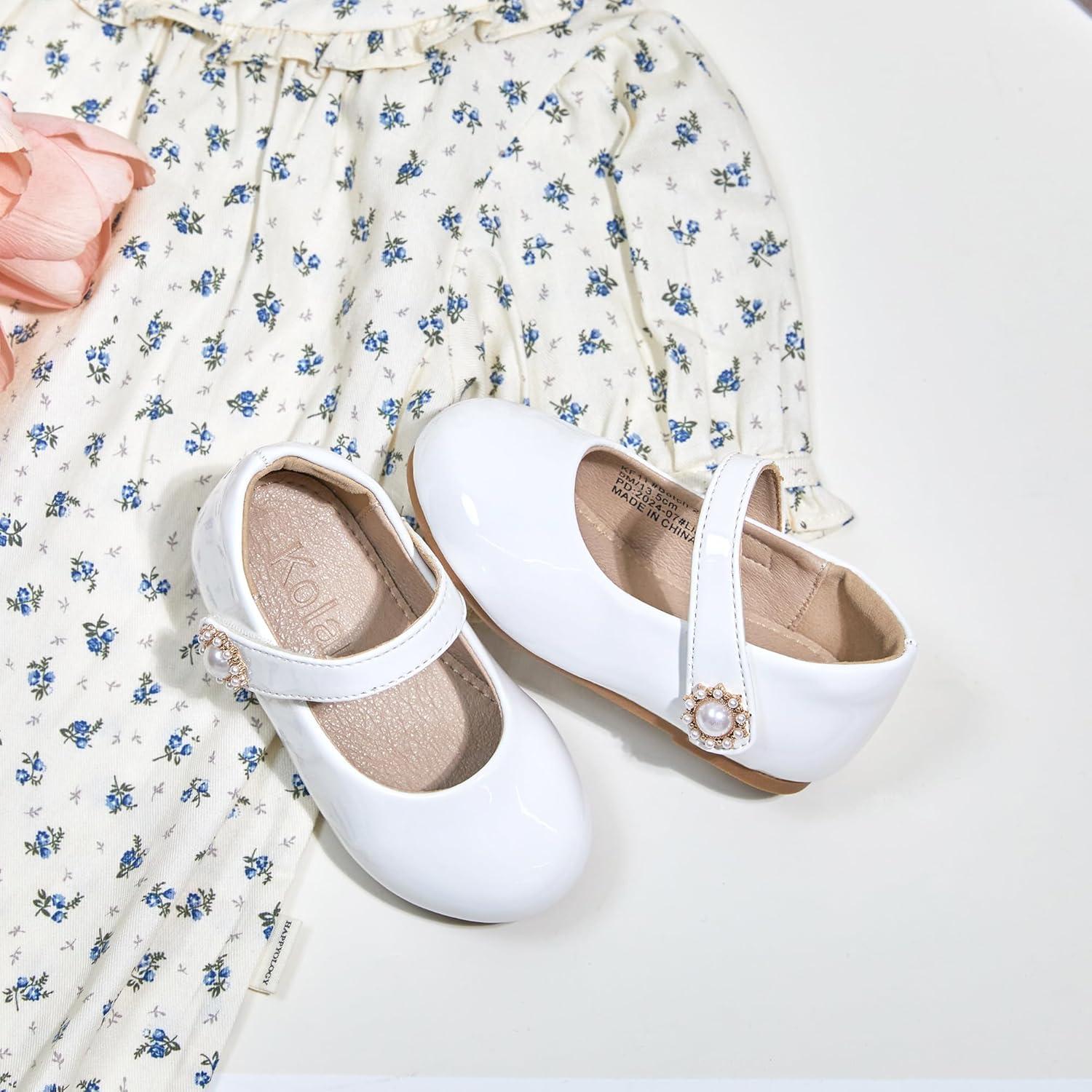 imageKolan Toddler Little Girls Mary Jane Ballet Flat Dress ShoesKf11white