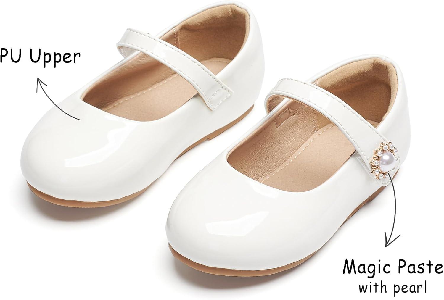 imageKolan Toddler Little Girls Mary Jane Ballet Flat Dress ShoesKf11white