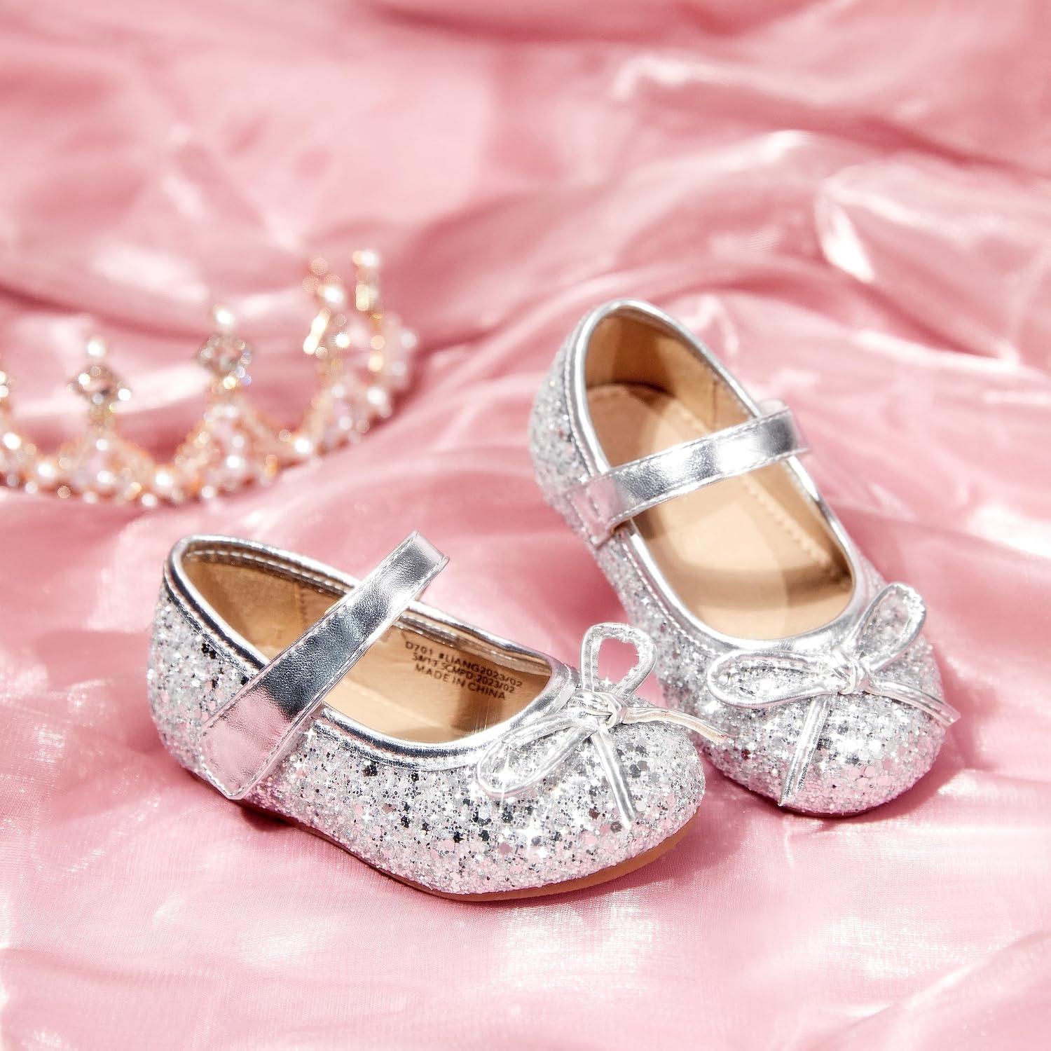 imageKolan Toddler Little Girls Mary Jane Ballet Flat Dress ShoesKf701silver