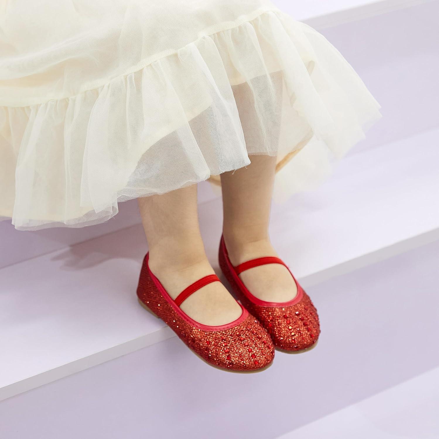 imageKolan Toddler Little Girls Mary Jane Ballet Flat Dress ShoesKh22red