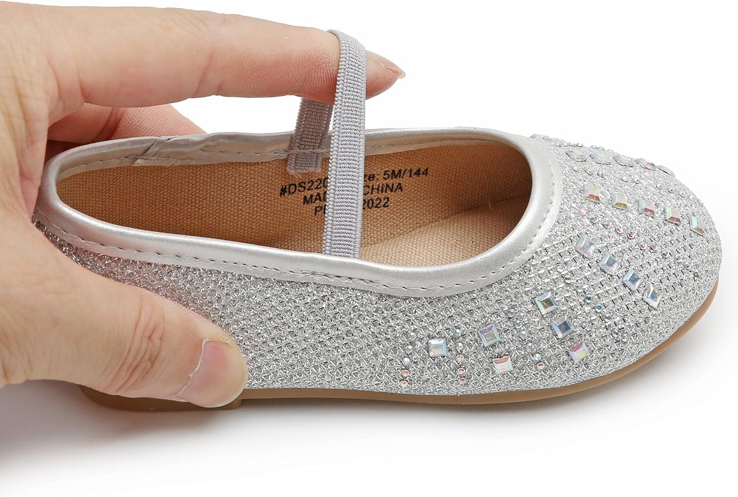 imageKolan Toddler Little Girls Mary Jane Ballet Flat Dress ShoesKh22silver