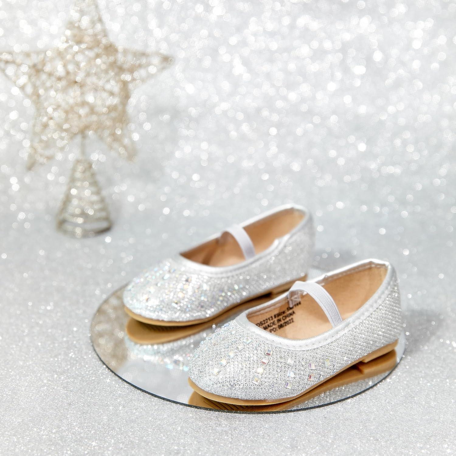 imageKolan Toddler Little Girls Mary Jane Ballet Flat Dress ShoesKh22silver