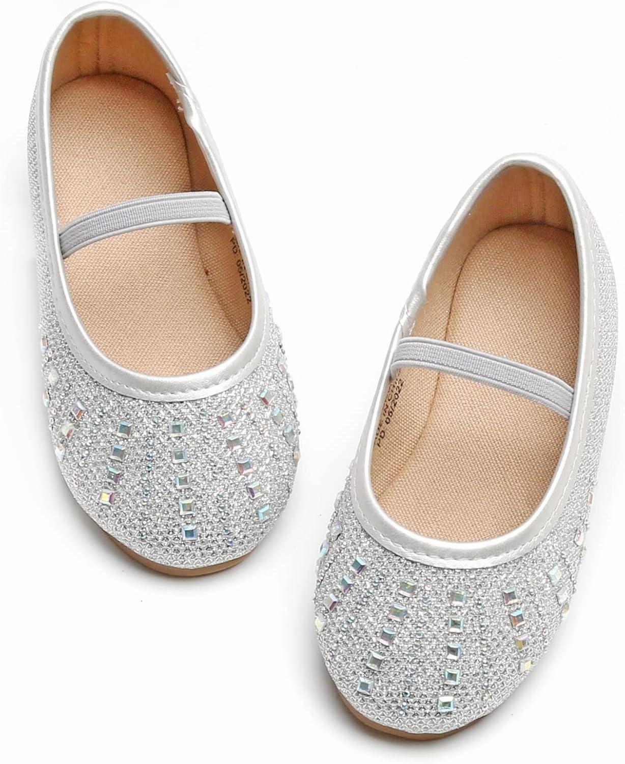 imageKolan Toddler Little Girls Mary Jane Ballet Flat Dress ShoesKh22silver