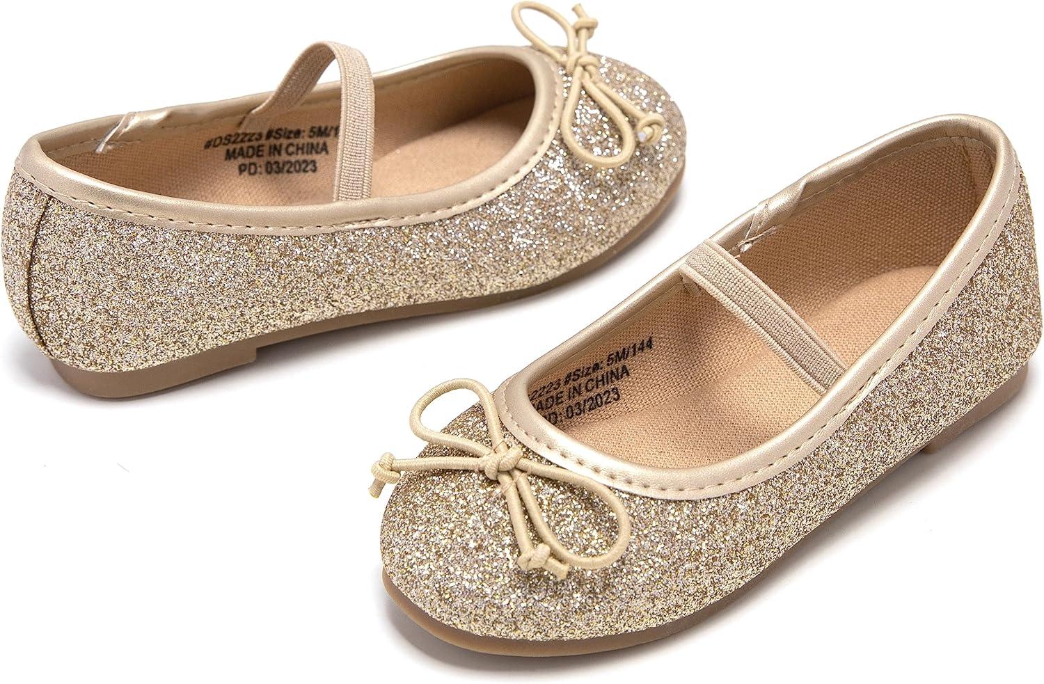 imageKolan Toddler Little Girls Mary Jane Ballet Flat Dress ShoesKh23gold