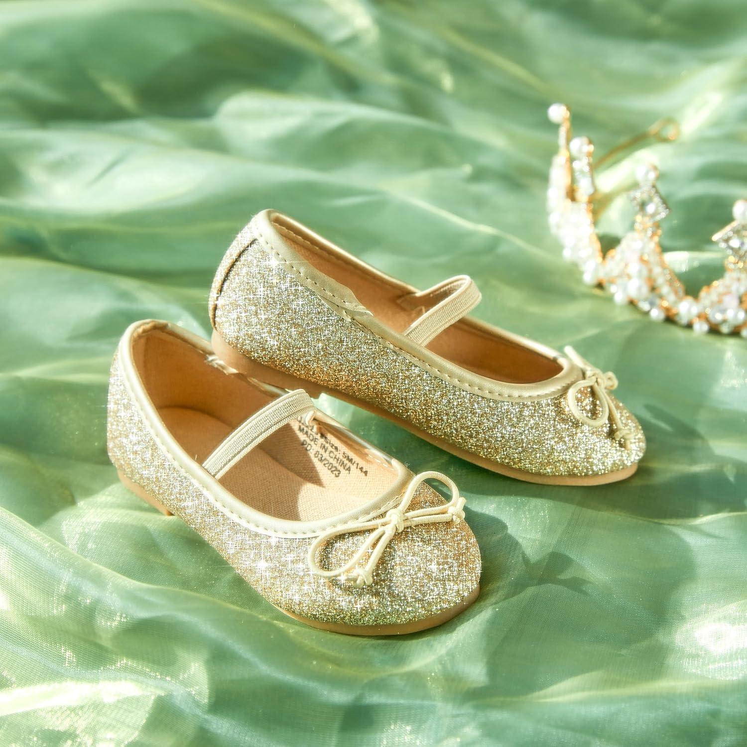 imageKolan Toddler Little Girls Mary Jane Ballet Flat Dress ShoesKh23gold