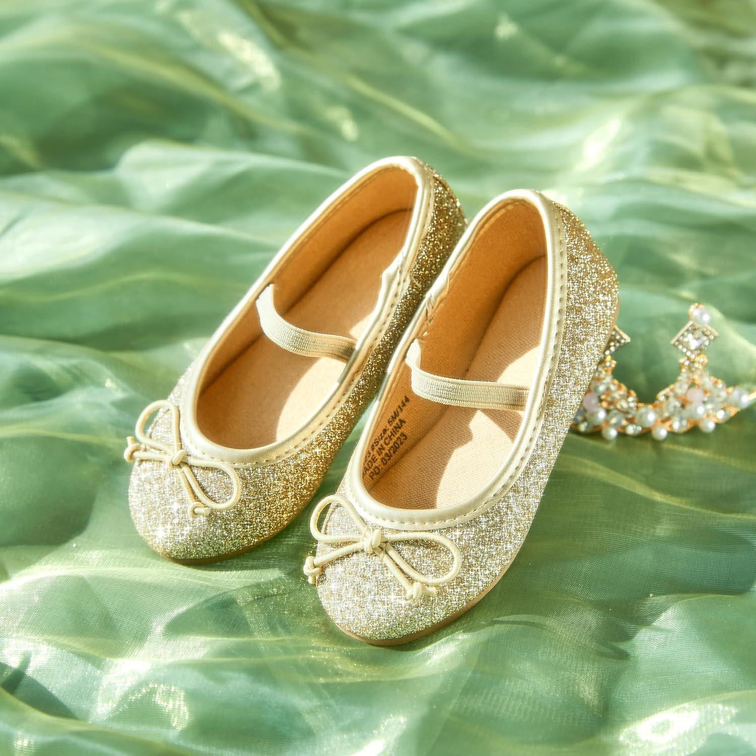 imageKolan Toddler Little Girls Mary Jane Ballet Flat Dress ShoesKh23gold