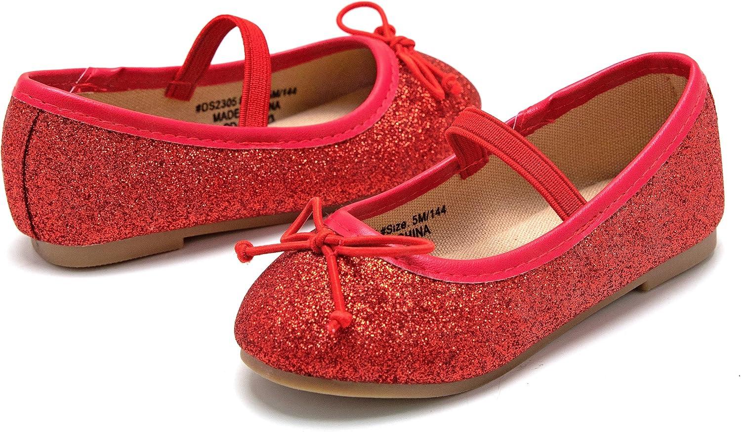 imageKolan Toddler Little Girls Mary Jane Ballet Flat Dress ShoesKh23red