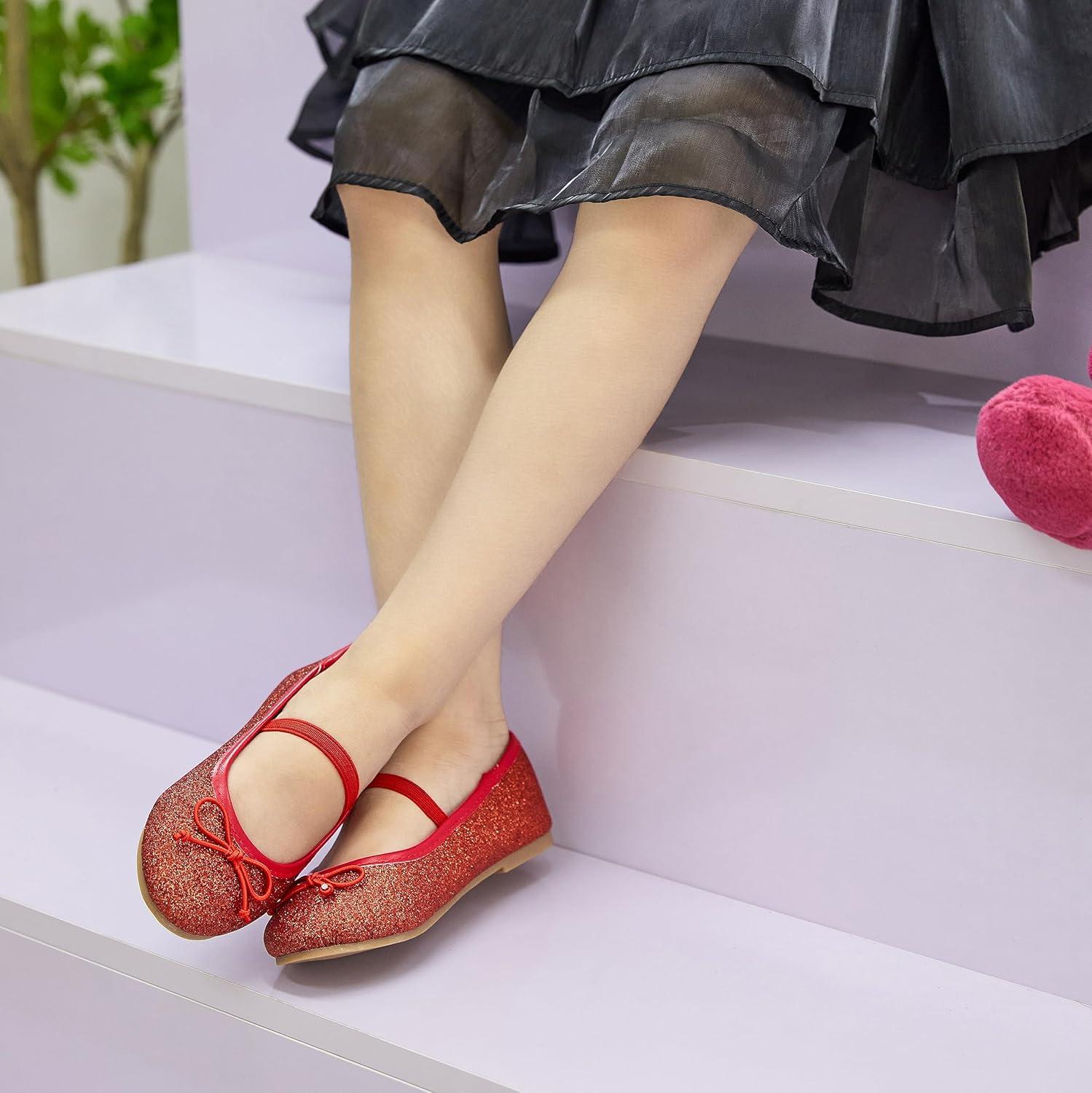 imageKolan Toddler Little Girls Mary Jane Ballet Flat Dress ShoesKh23red