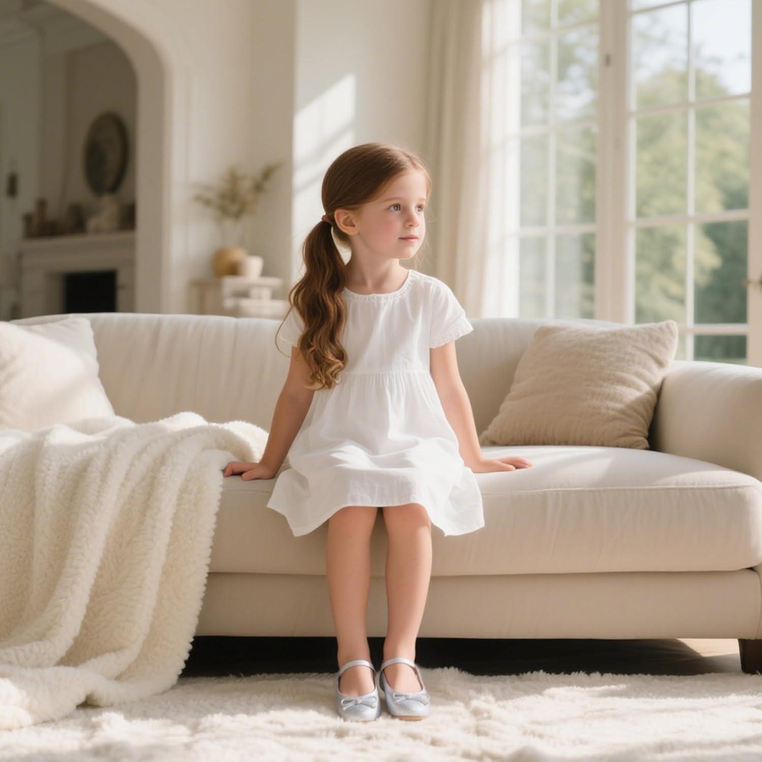 imageKolan Toddler Little Girls Mary Jane Ballet Flat Dress ShoesKh23silver