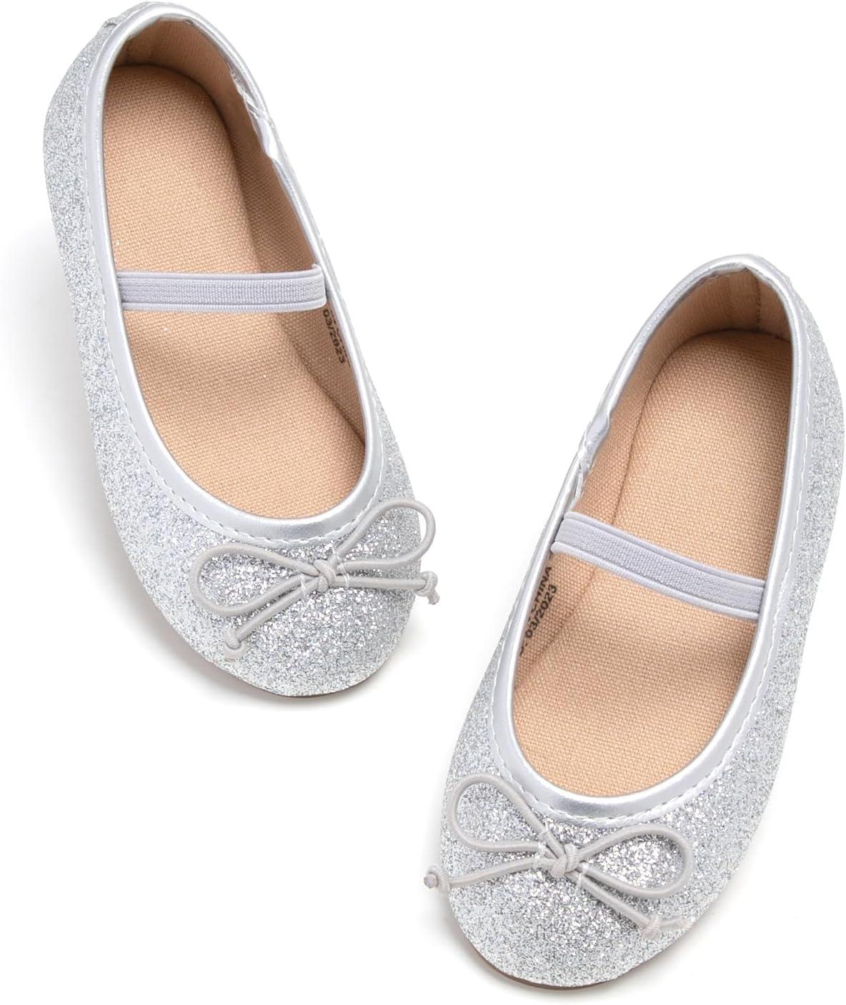 imageKolan Toddler Little Girls Mary Jane Ballet Flat Dress ShoesKh23silver