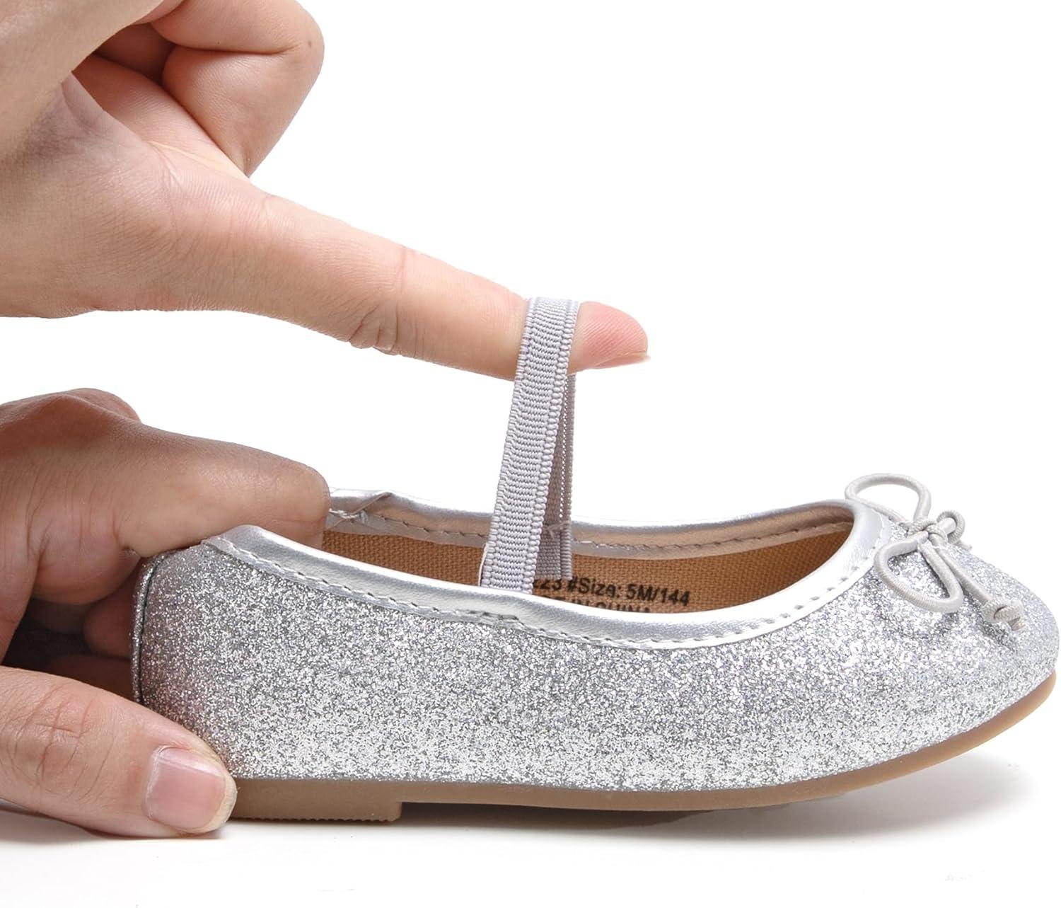 imageKolan Toddler Little Girls Mary Jane Ballet Flat Dress ShoesKh23silver