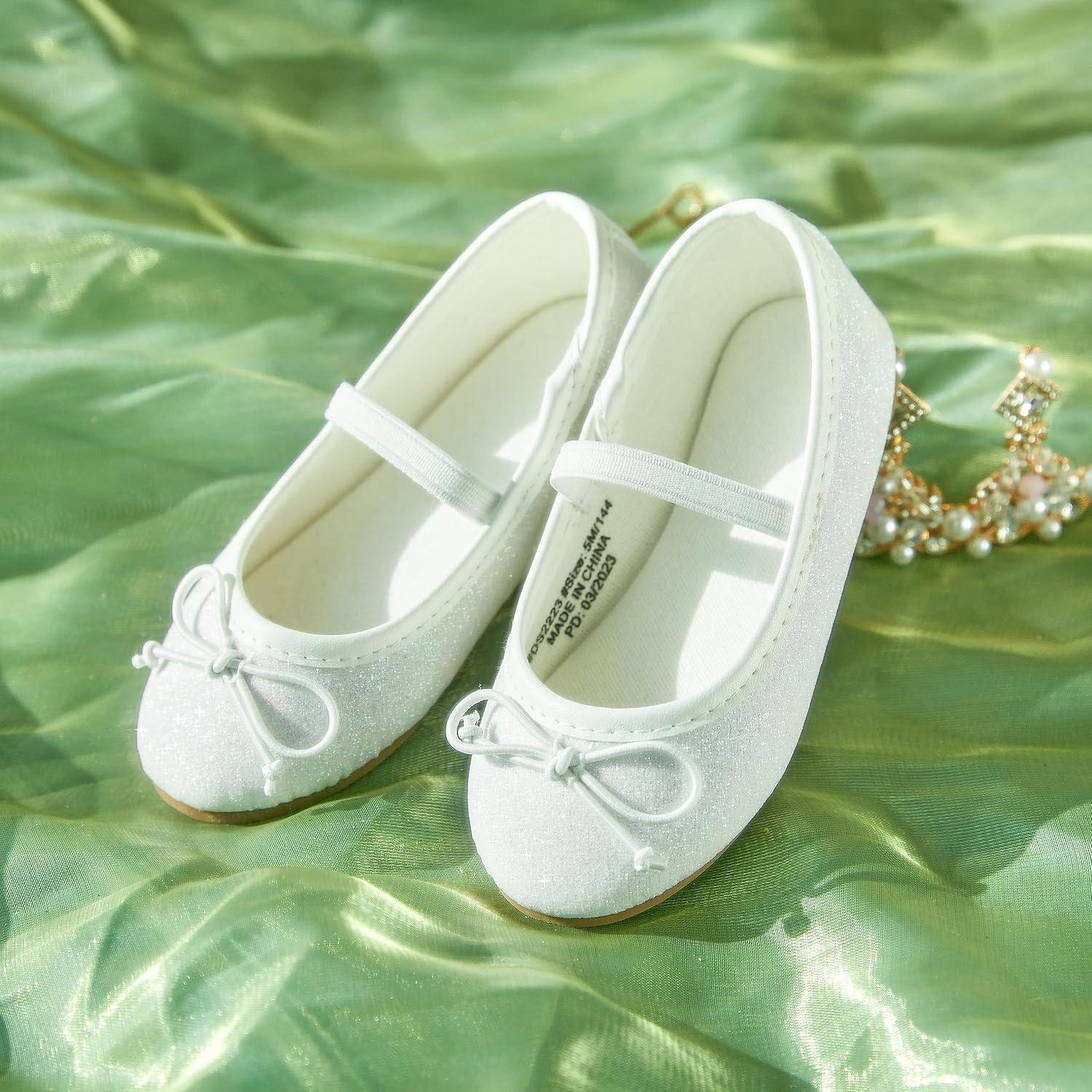 imageKolan Toddler Little Girls Mary Jane Ballet Flat Dress ShoesKh23white