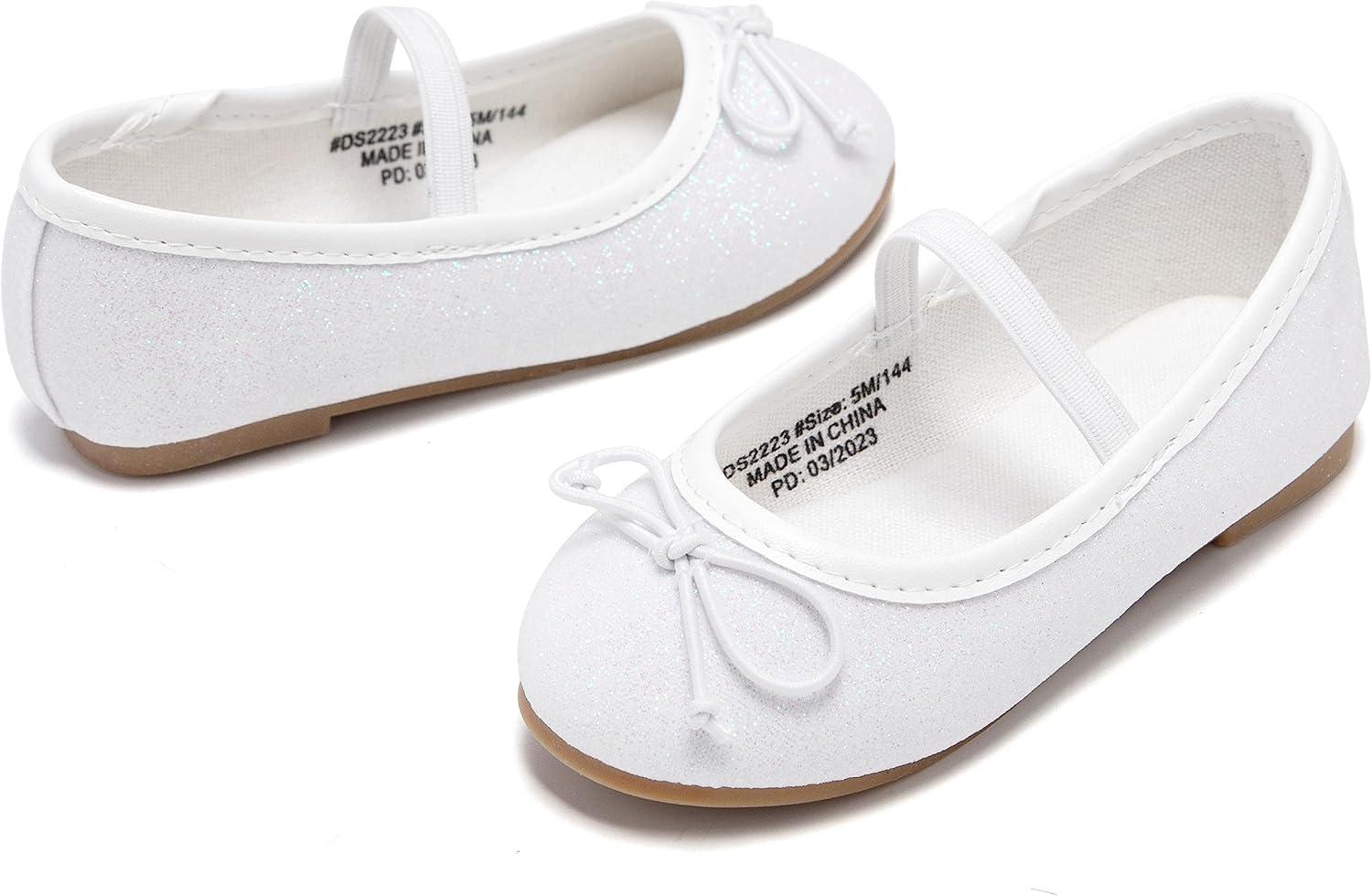 imageKolan Toddler Little Girls Mary Jane Ballet Flat Dress ShoesKh23white