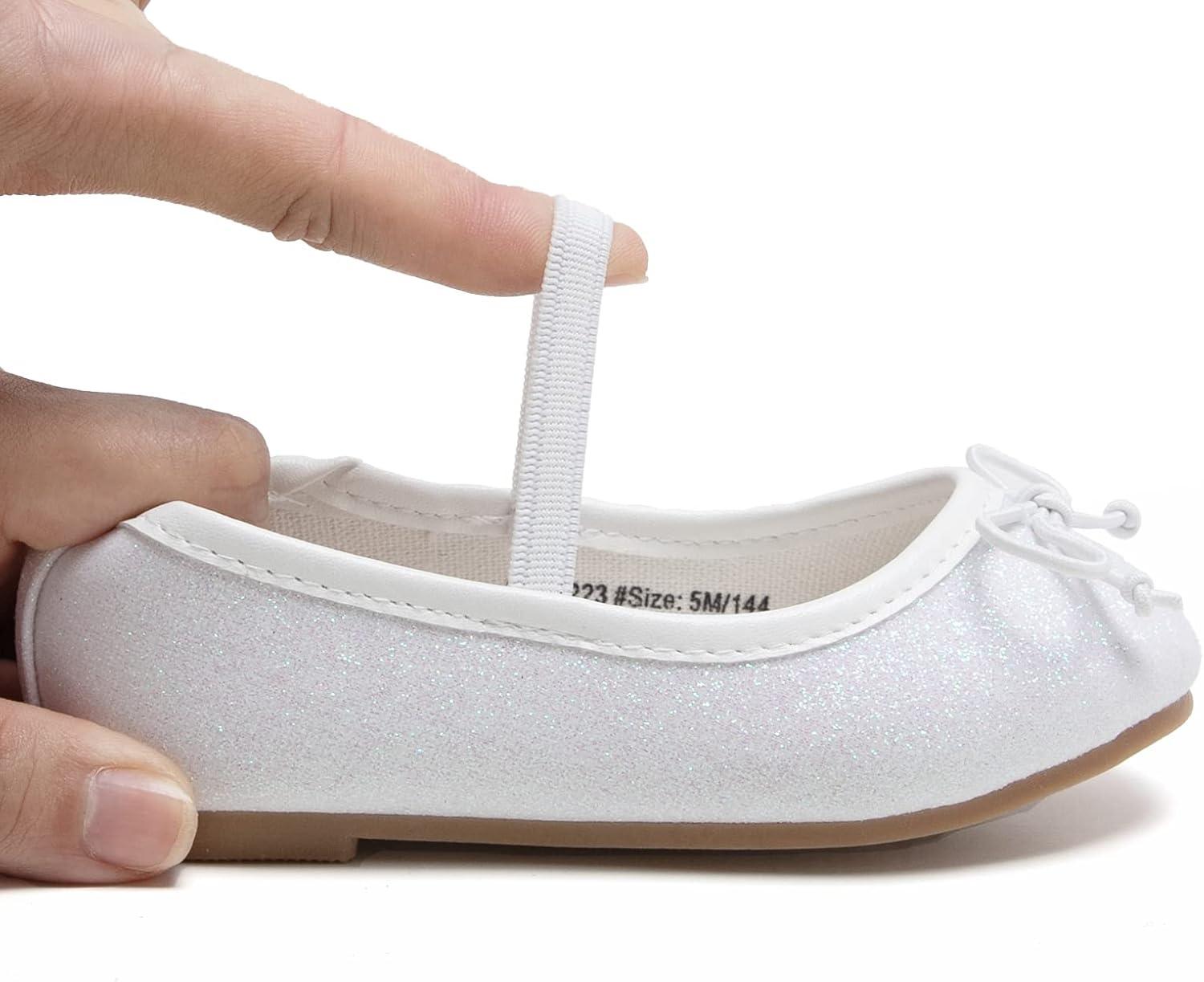 imageKolan Toddler Little Girls Mary Jane Ballet Flat Dress ShoesKh23white