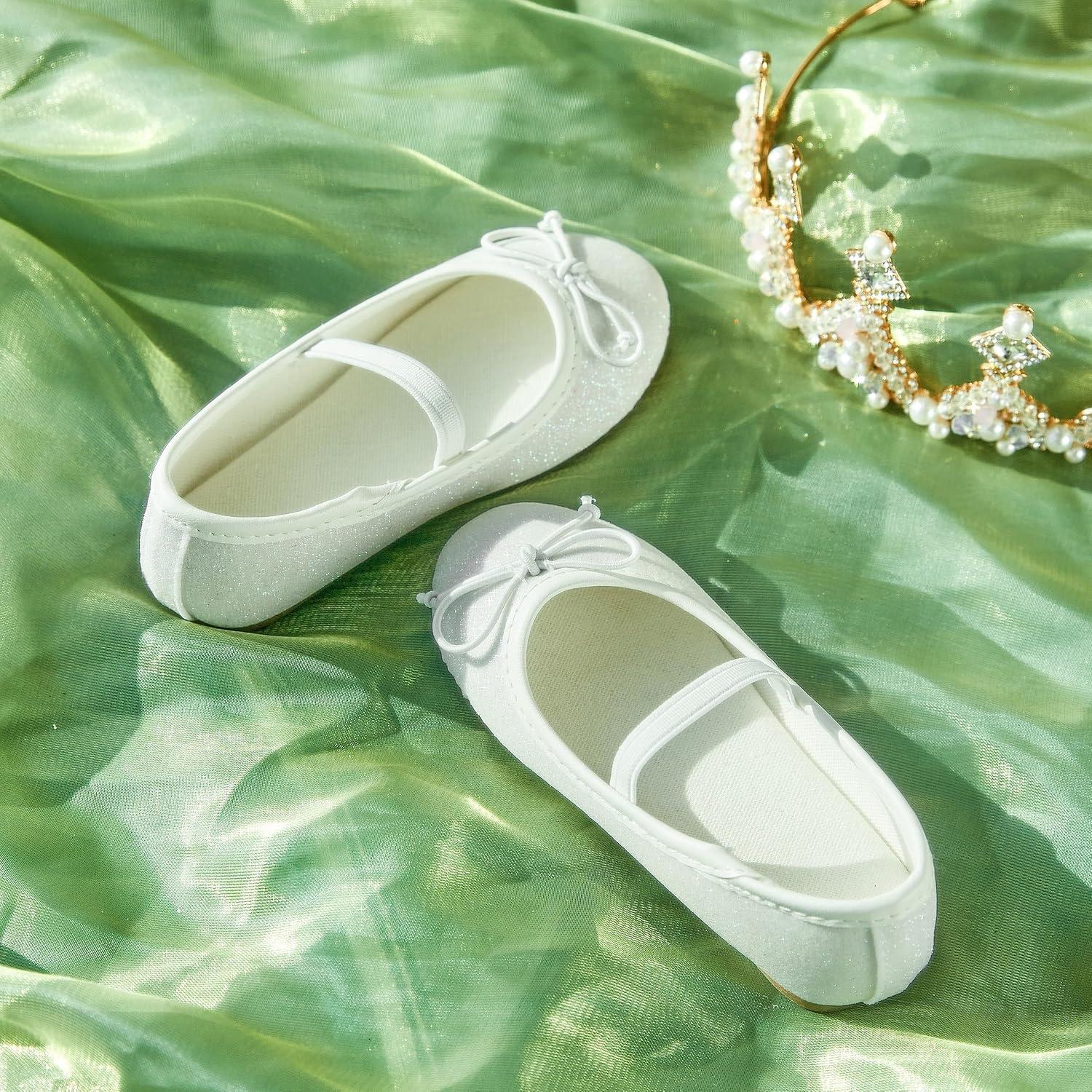 imageKolan Toddler Little Girls Mary Jane Ballet Flat Dress ShoesKh23white