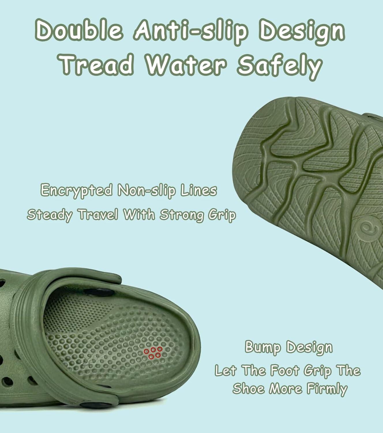 imageToddler Kids Garden Clog Slip On Slide Sandals Beach Water ShoesArmy Green