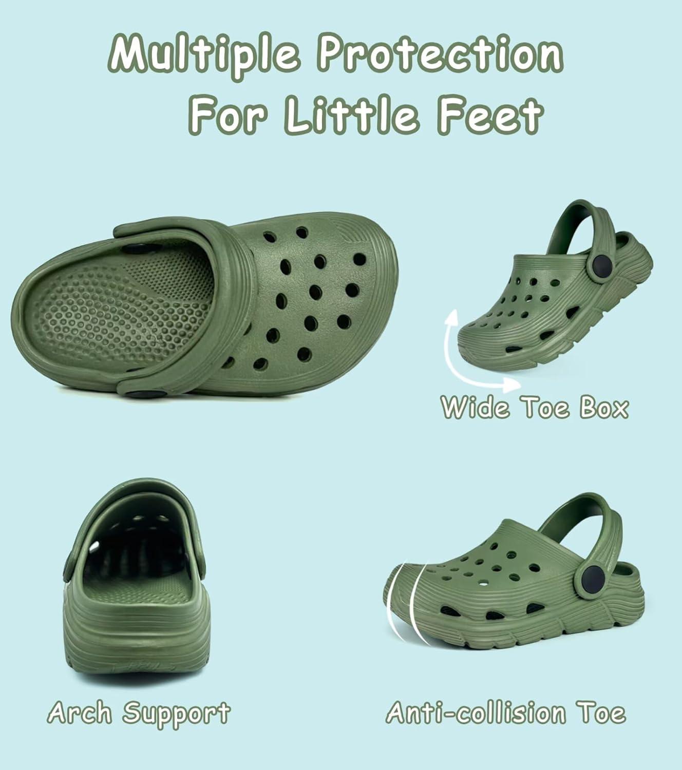 imageToddler Kids Garden Clog Slip On Slide Sandals Beach Water ShoesArmy Green