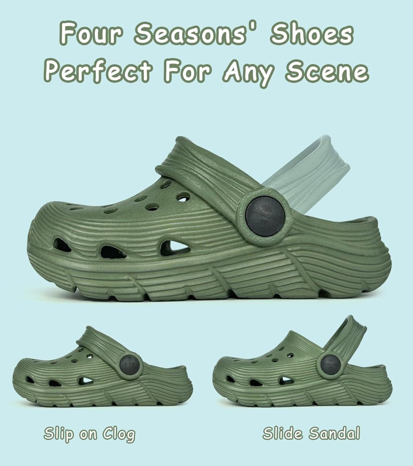 imageToddler Kids Garden Clog Slip On Slide Sandals Beach Water ShoesArmy Green